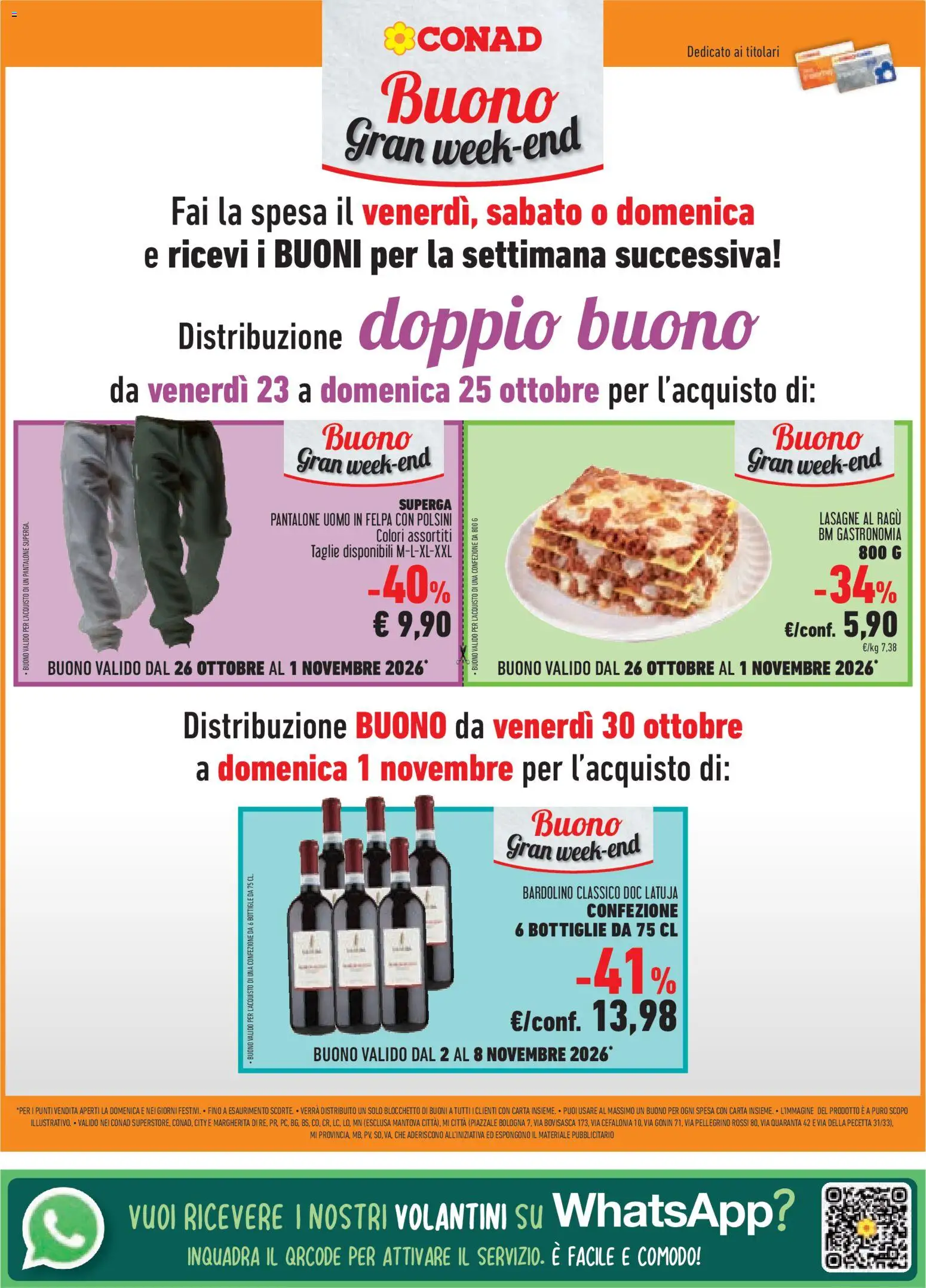 Volantino Conad del 21/10/2026 | Pagina: 28 | Prodotti: Felpa, Lasagna, Ragú, Lasagne