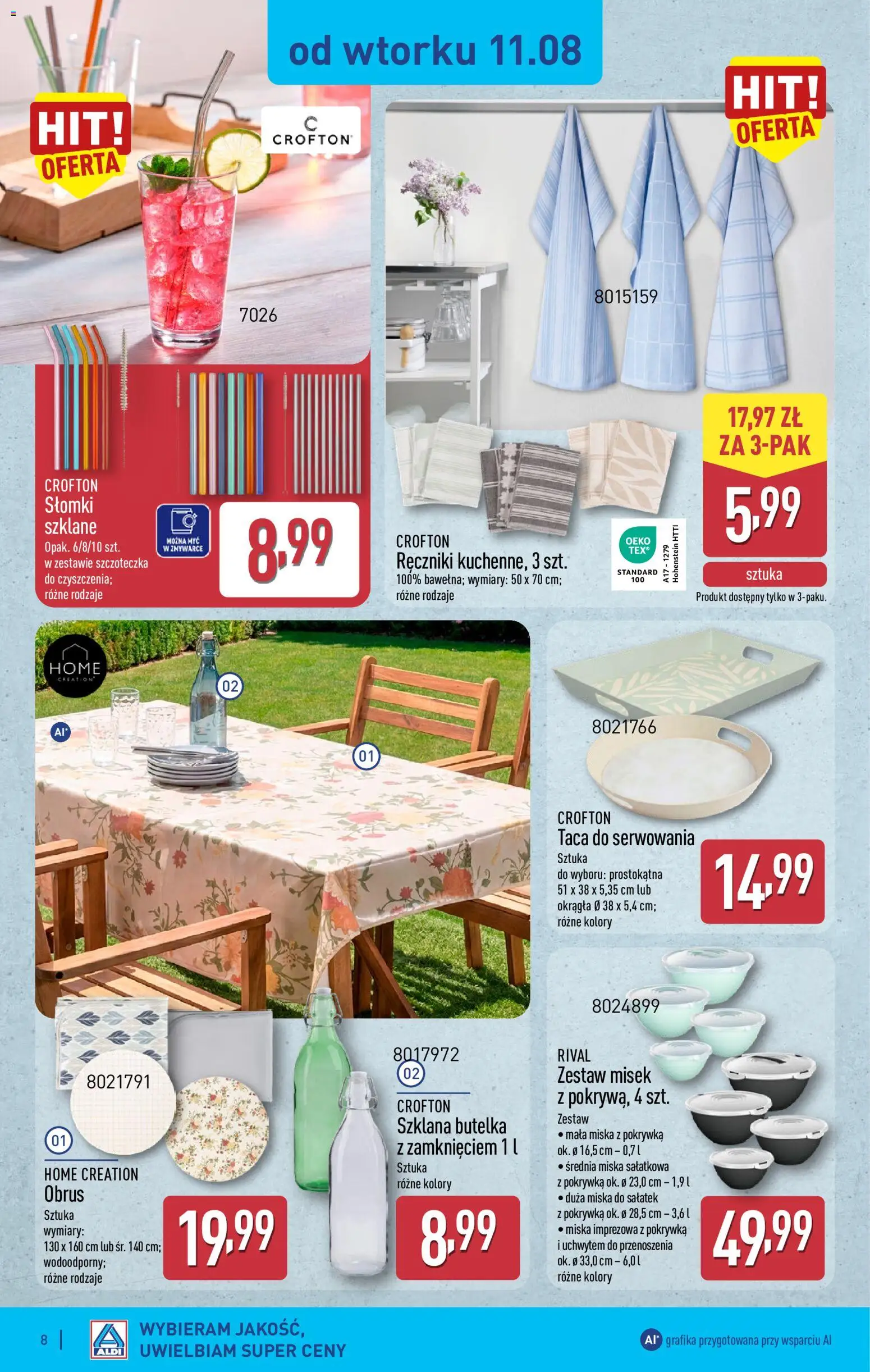 Aldi gazetka - Artykuły przemysłowe i tekstylia od 11.08.2026 | Strona: 8 | Produkty: Słomki