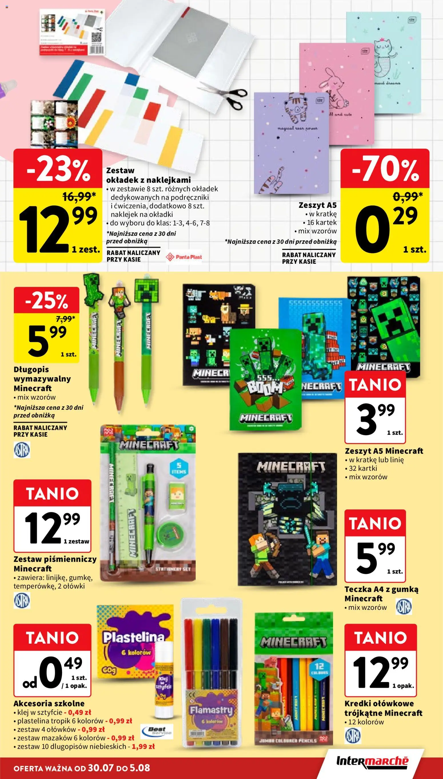 Intermarche gazetka od 30.07.2026 | Strona: 41 | Produkty: Plastelina, Zeszyt, Kredki, Flamastry