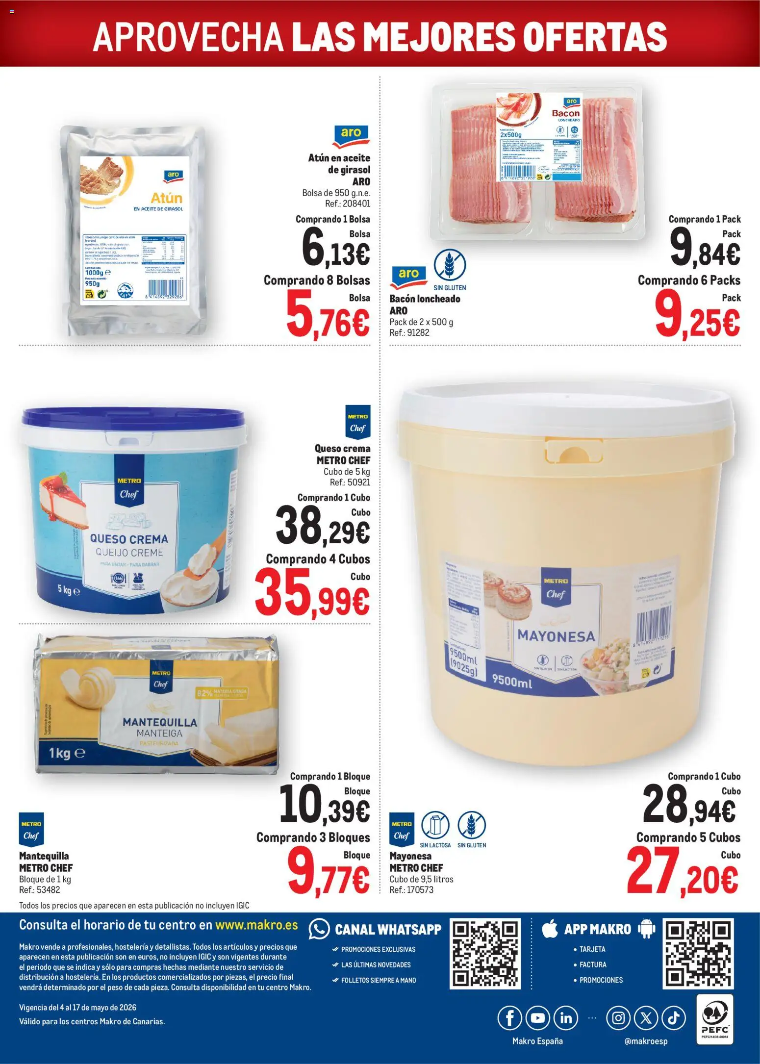 Makro Ofertas Canarias │ válido desde el 04.05.2026 | Página: 4 | Productos: Queso, Bolsa, Peso, Loncheado