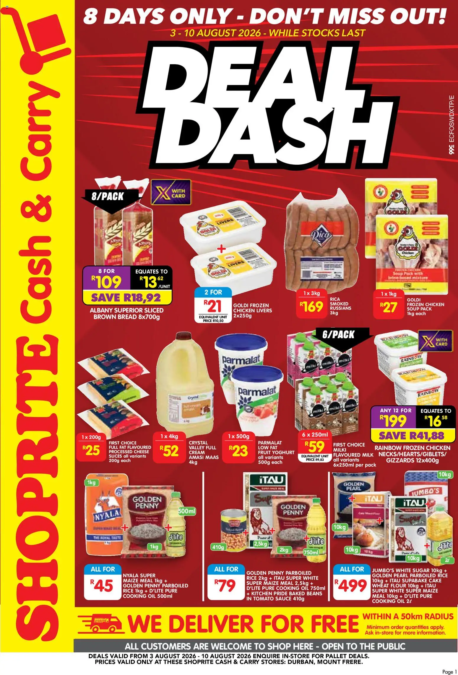 New Shoprite catalogue – valid from 03/08/2026 | Page: 1 | Products: Yoghurt, Cheese, Rice, Sugar