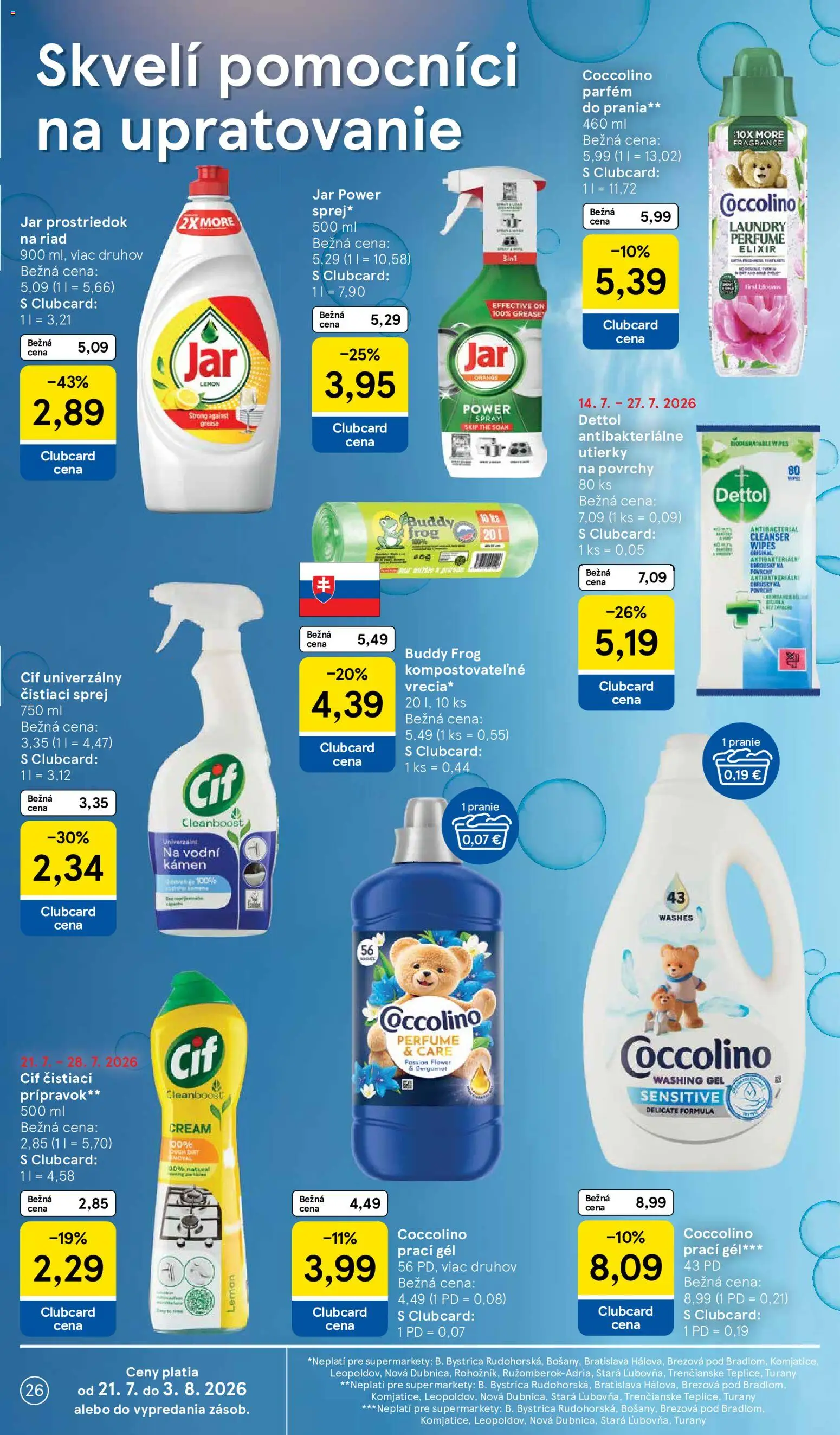 Nové Tesco akcie – leták je platný od 22.07.2026 | Strana: 26 | Produkty: Parfém, Cif, Dettol, Jar