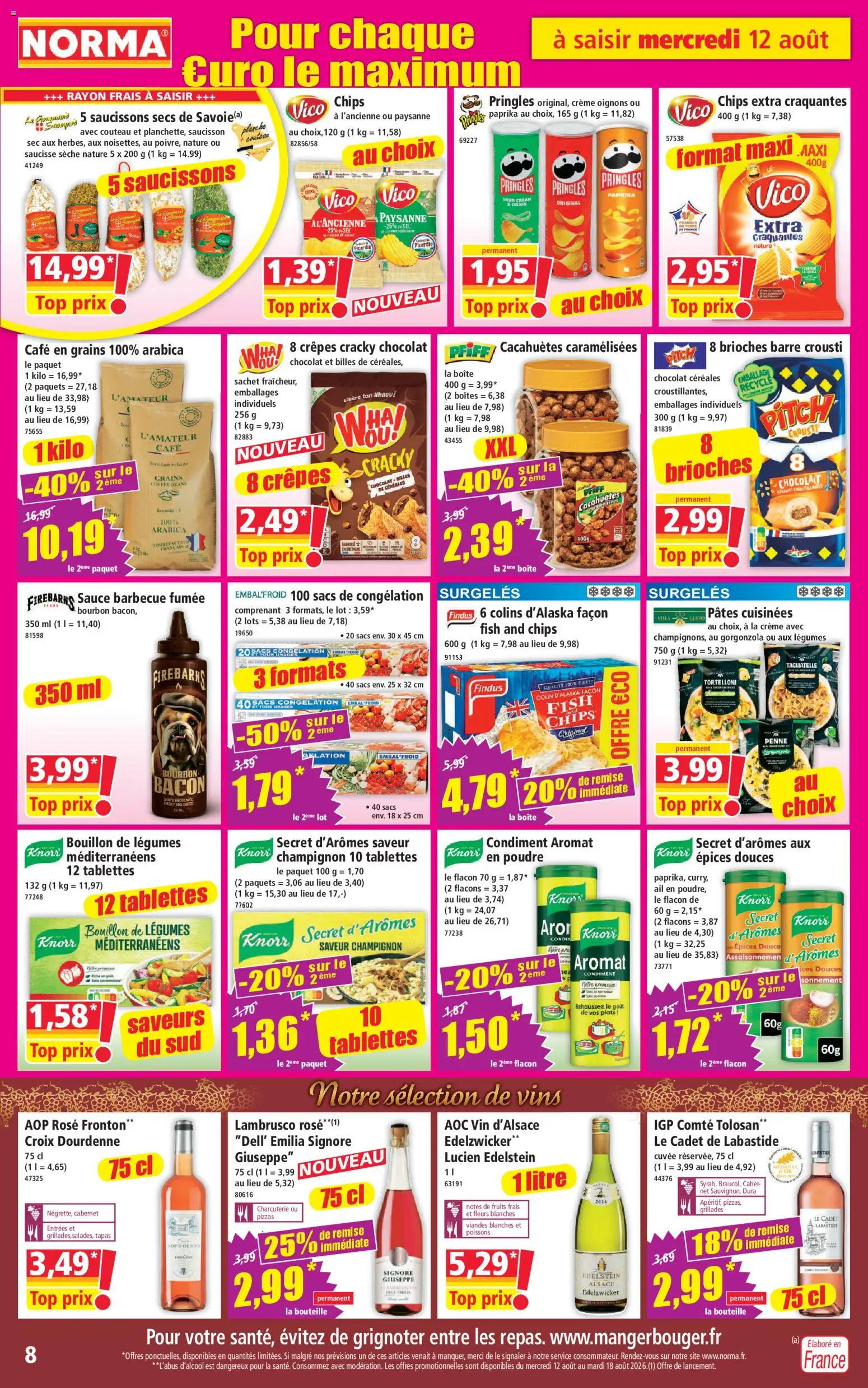 {H1} | Page: 8 | Produits: Saucisson, Café, Saucisse, Bourbon