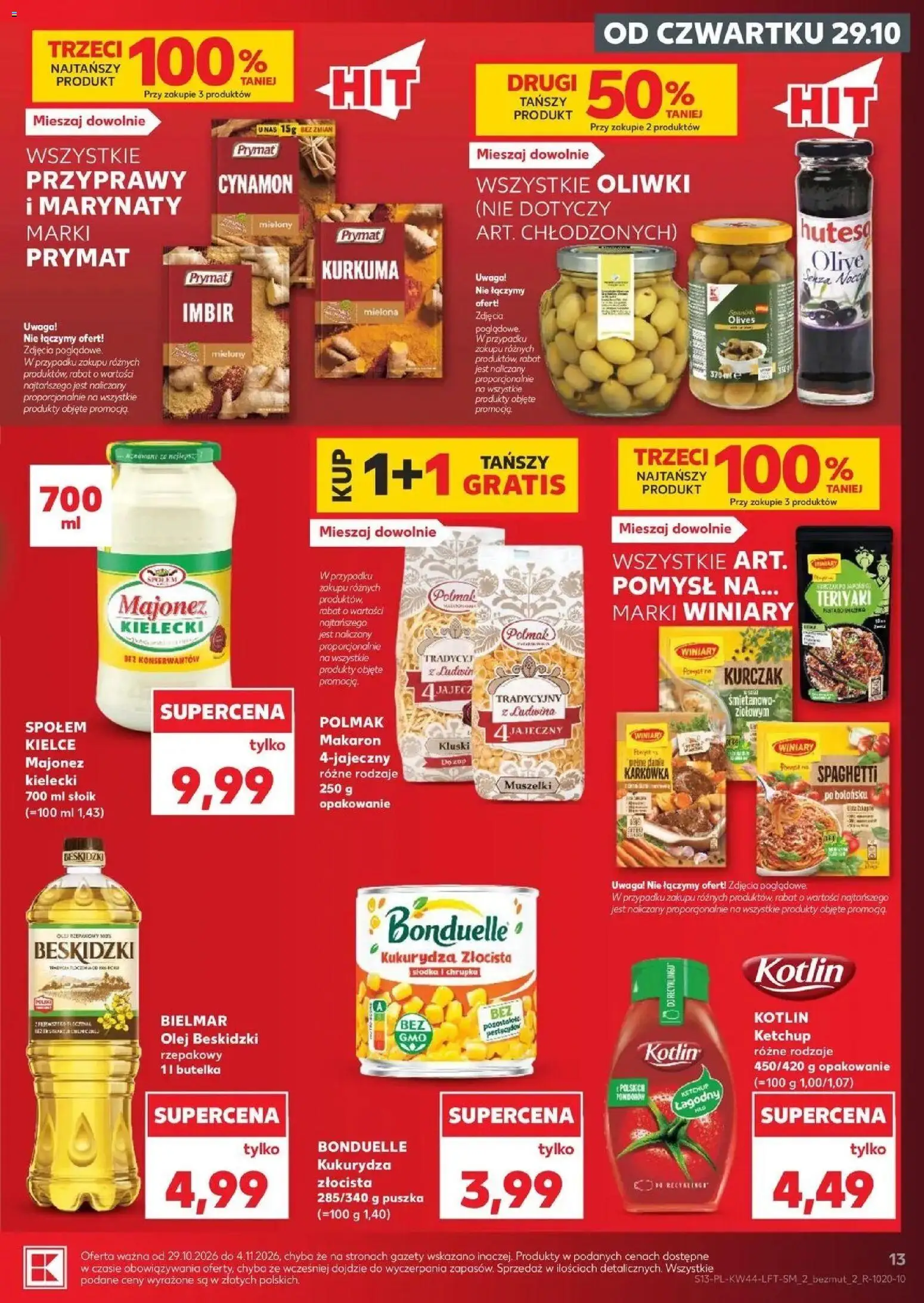 Kaufland aktualna gazetka od 29.10.2026 - od jutra PDF | Strona: 13 | Produkty: Spaghetti, Kurkuma, Kukurydza, Oliwki