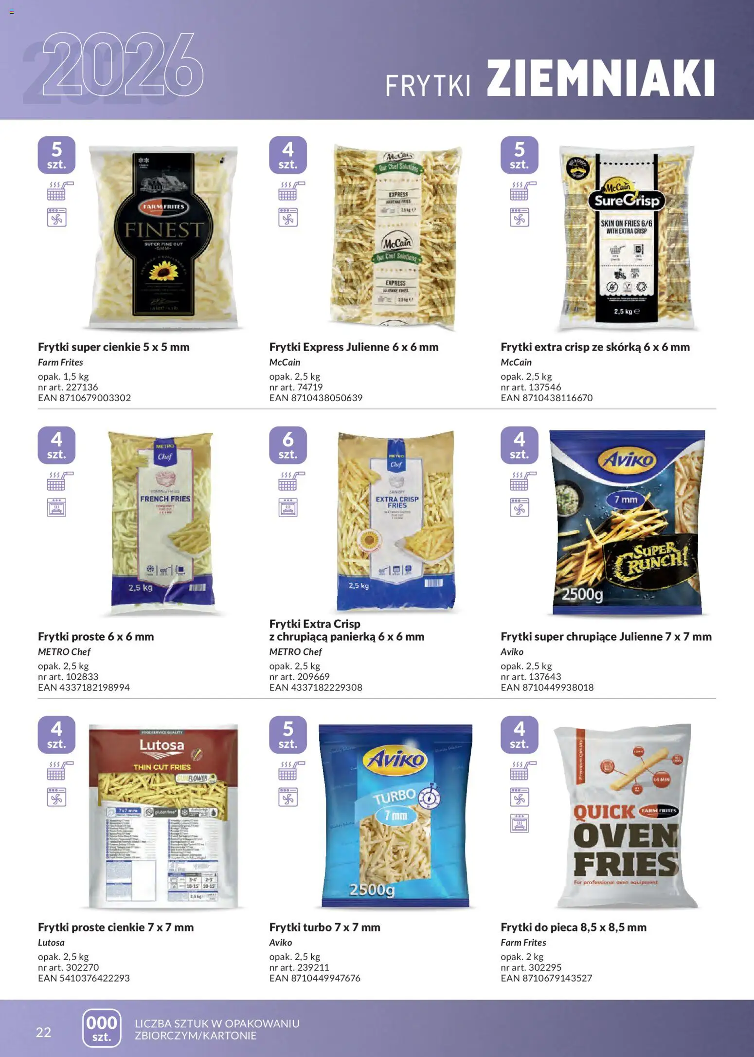 Makro gazetka - Mrożonki od 01.05.2026 | Strona: 22 | Produkty: Frytki, Ziemniaki