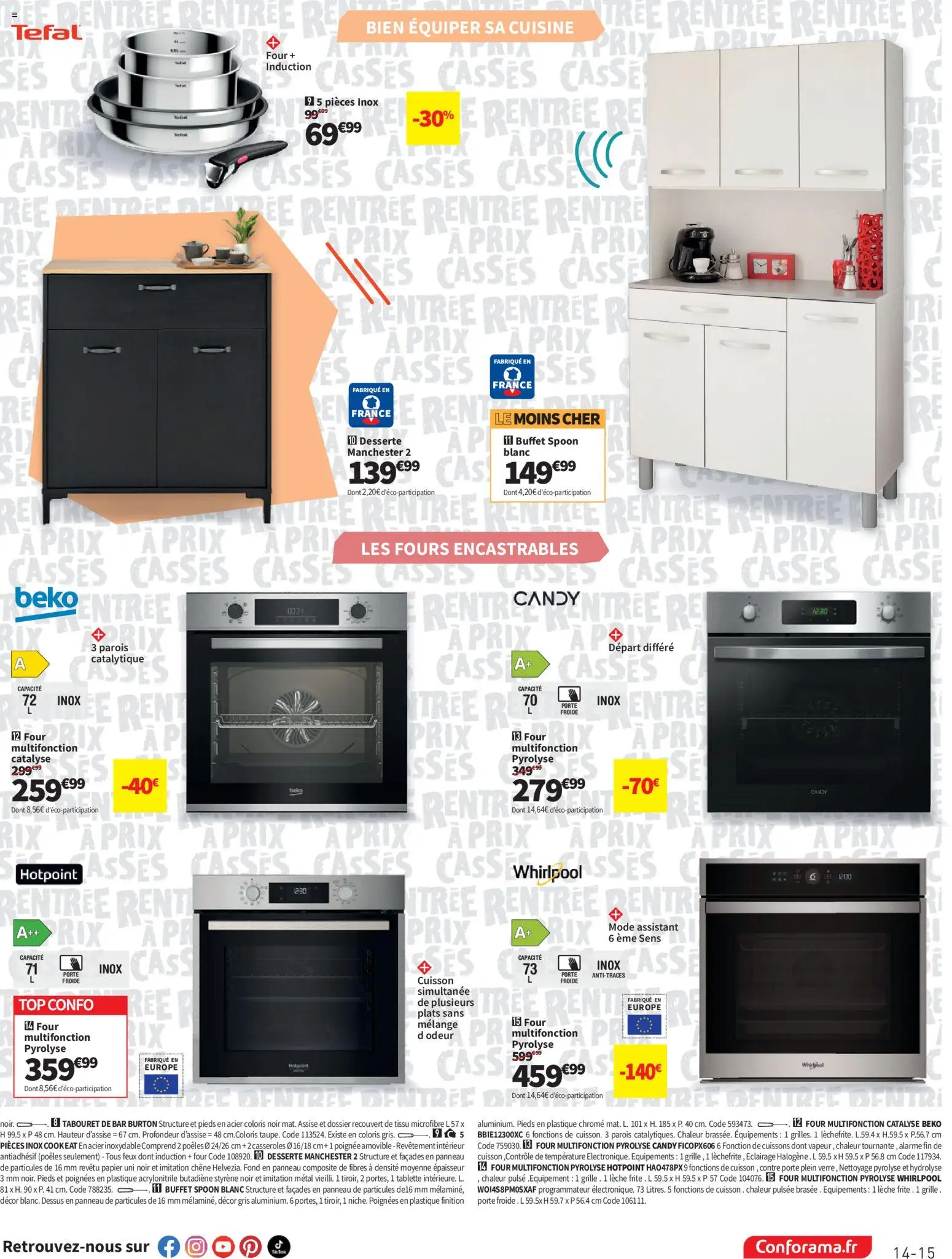 {H1} | Page: 15 | Produits: Tablette, Tabouret de bar, Buffet, Tasses