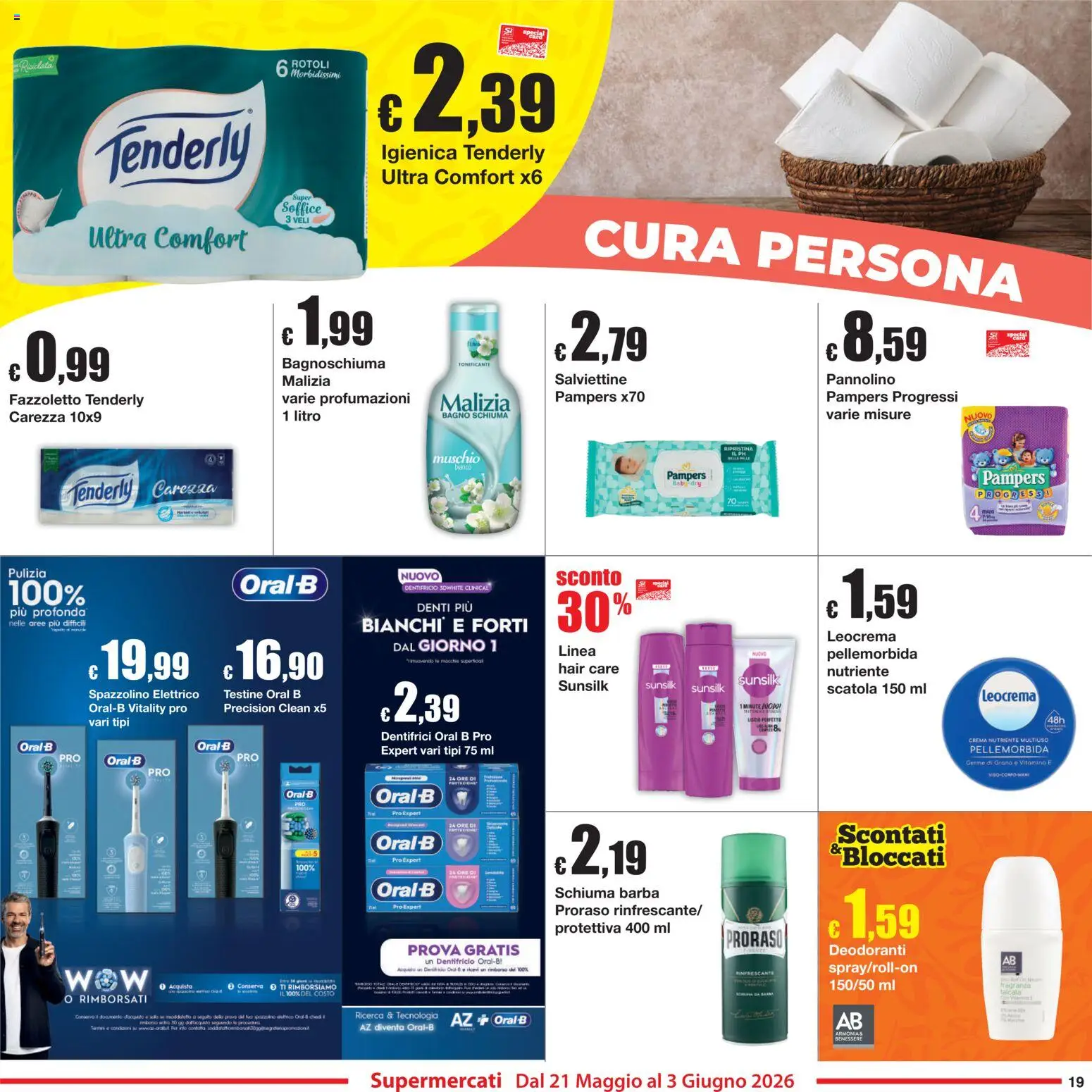 Volantino Sì con Te del 21.05.2026 | Pagina: 19 | Prodotti: Crema, Bagnoschiuma, Spazzolino elettrico, Scatola