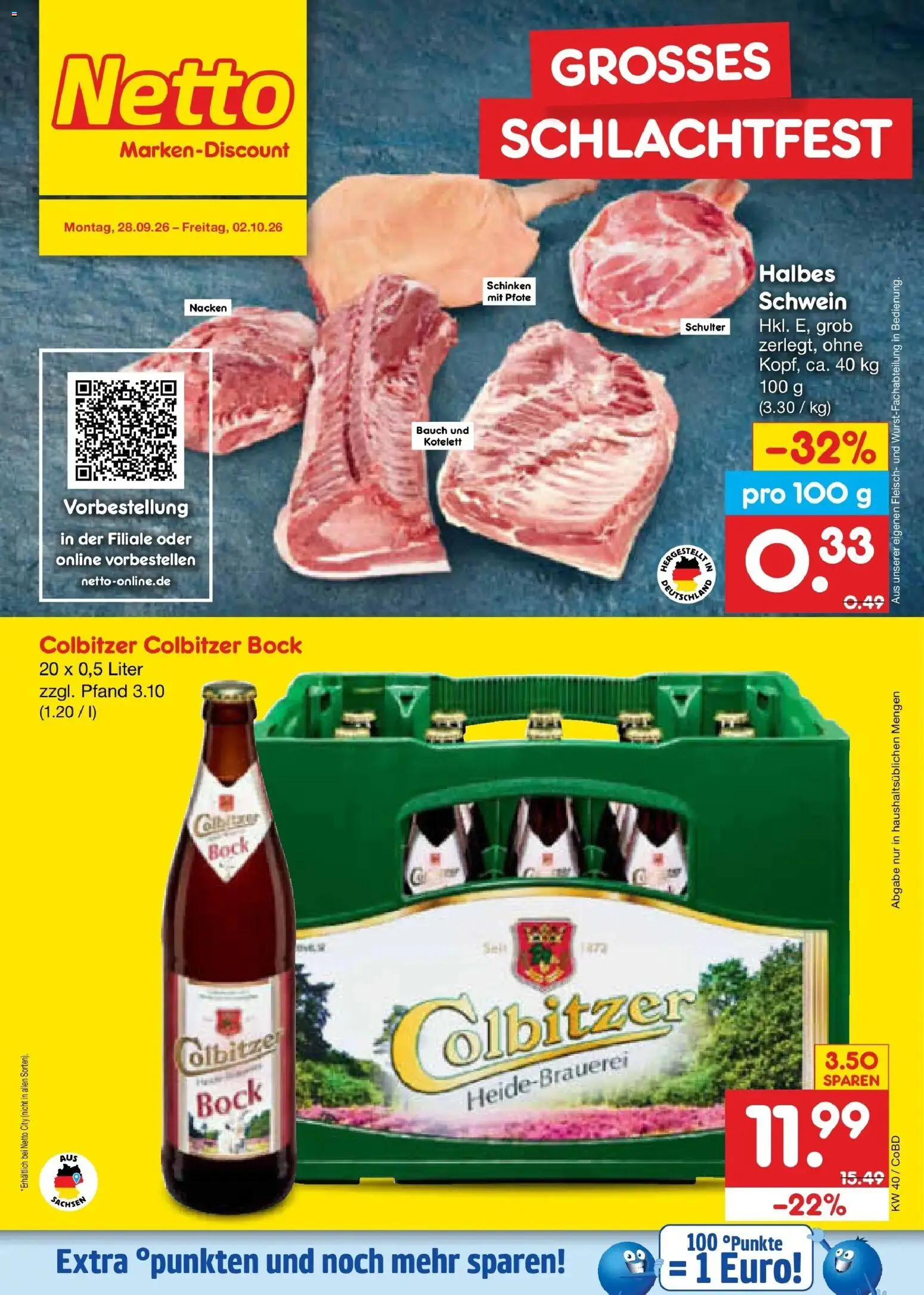 Netto Marken-Discount Prospekt Delitzsch – gültig ab 28.09.2026 | Seite: 44 | Produkte: Schulter, Schinken, Fleisch