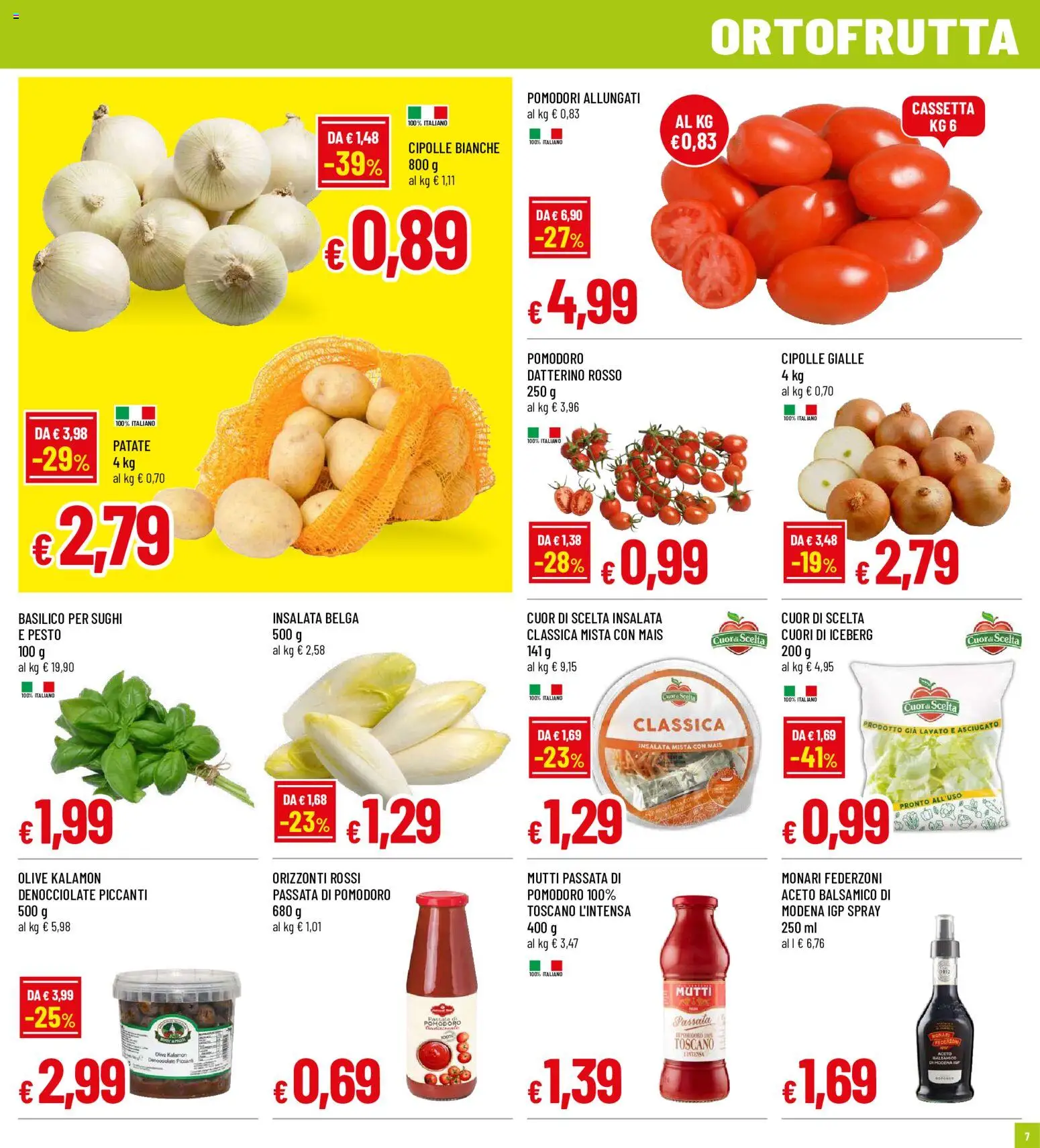 Volantino Famila del 30/07/2026 | Pagina: 7 | Prodotti: Patate, Olive, Basilico, Mutti passata