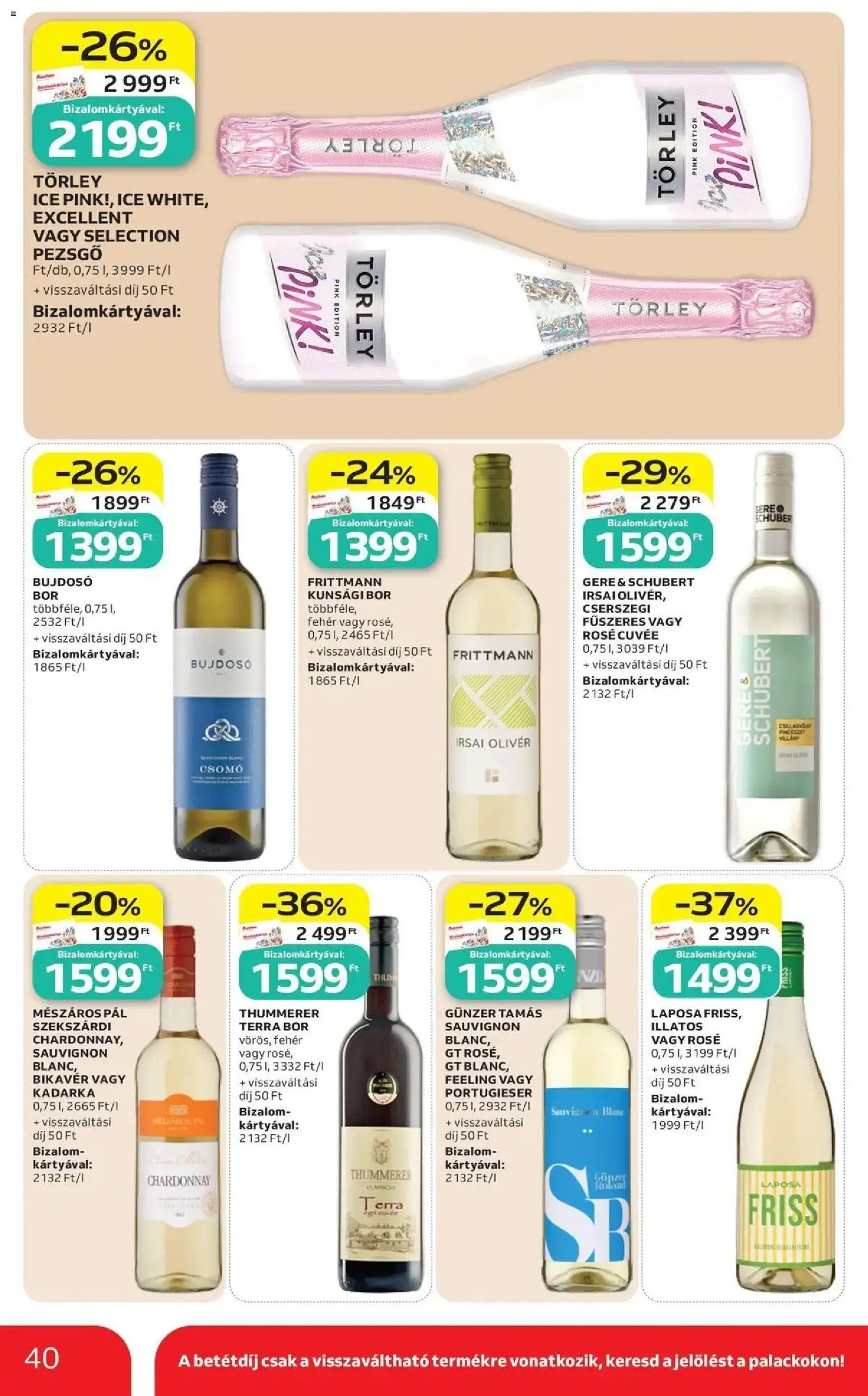 Auchan akciós ujság - amely érvényes a következő dátumtól: 2026.07.16. | Oldal: 40 | Termékek: Pezsgő, Bor