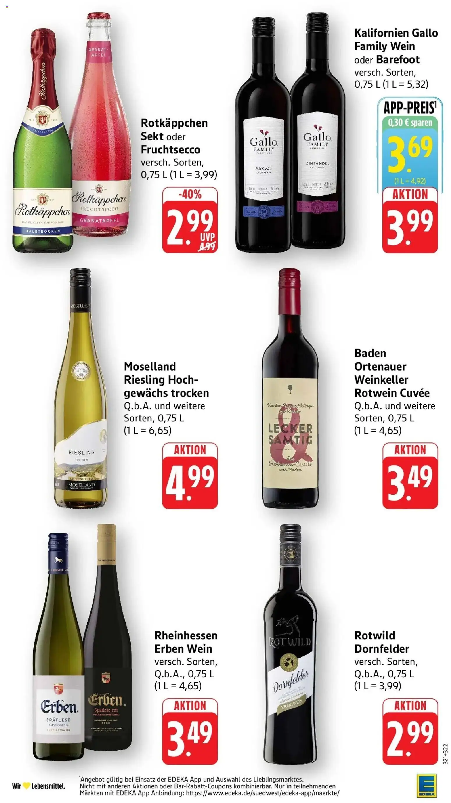 Edeka Prospekt Piesport (ab 28.09.2026) » Angebote Online | Seite: 32 | Produkte: Rotwein, Merlot, Fruchtsecco, Rotkäppchen