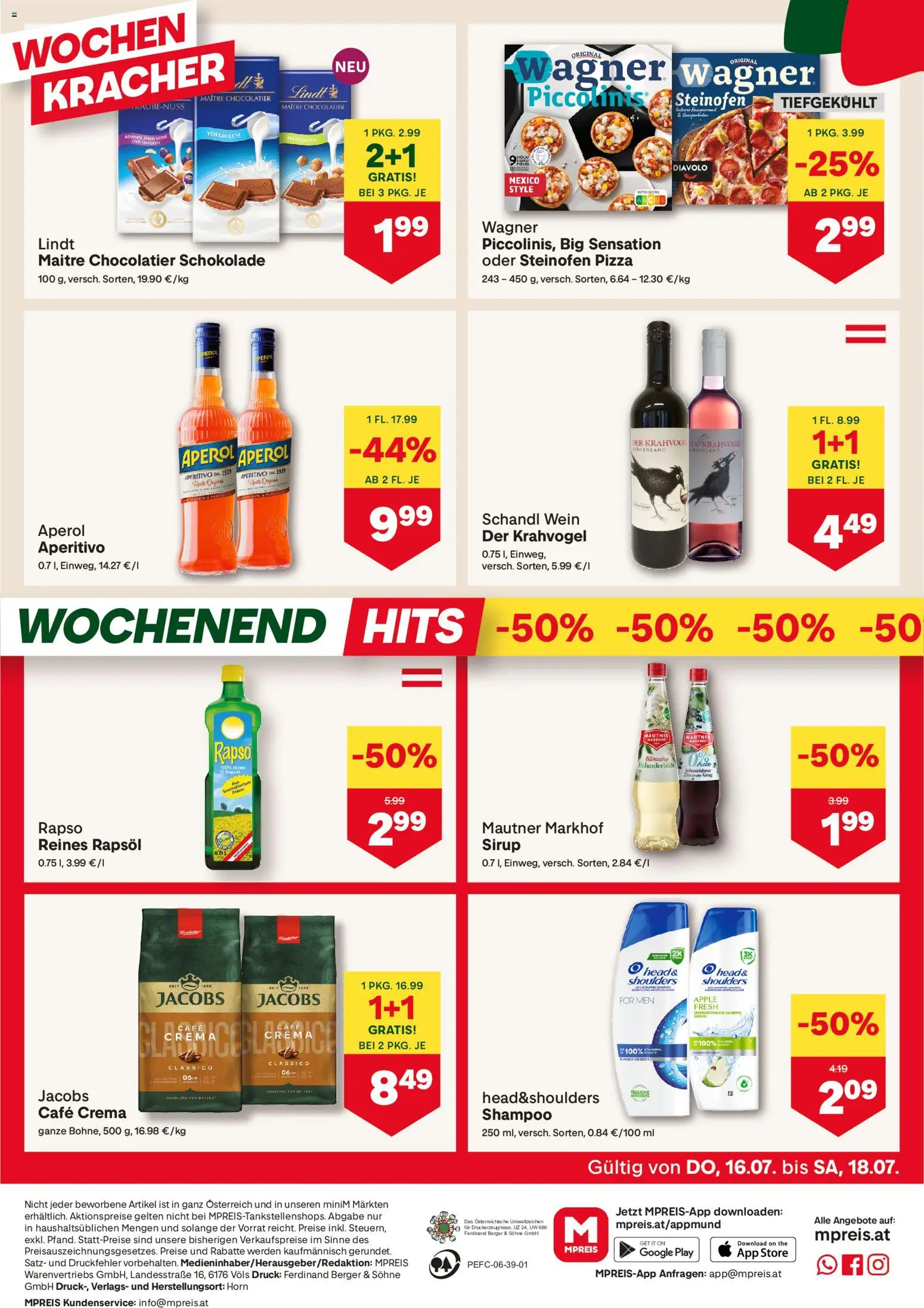 MPREIS Flugblatt gültig ab 16.07.2026 | Seite: 12 | Produkte: Apple, Shampoo, Schokolade, Wein
