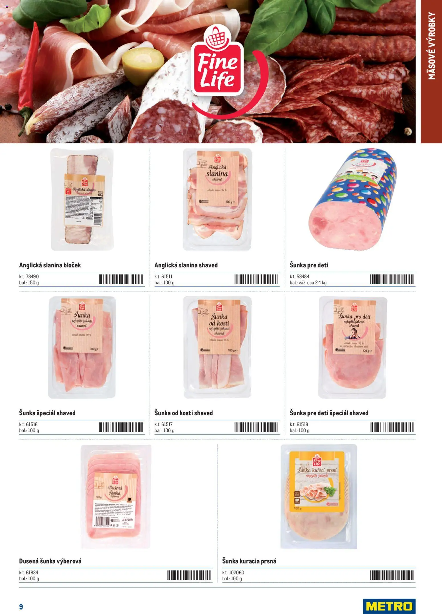 Nové Metro akcie – leták je platný od 05.12.2025 | Strana: 9 | Produkty: Šunka, Slanina, Anglická slanina