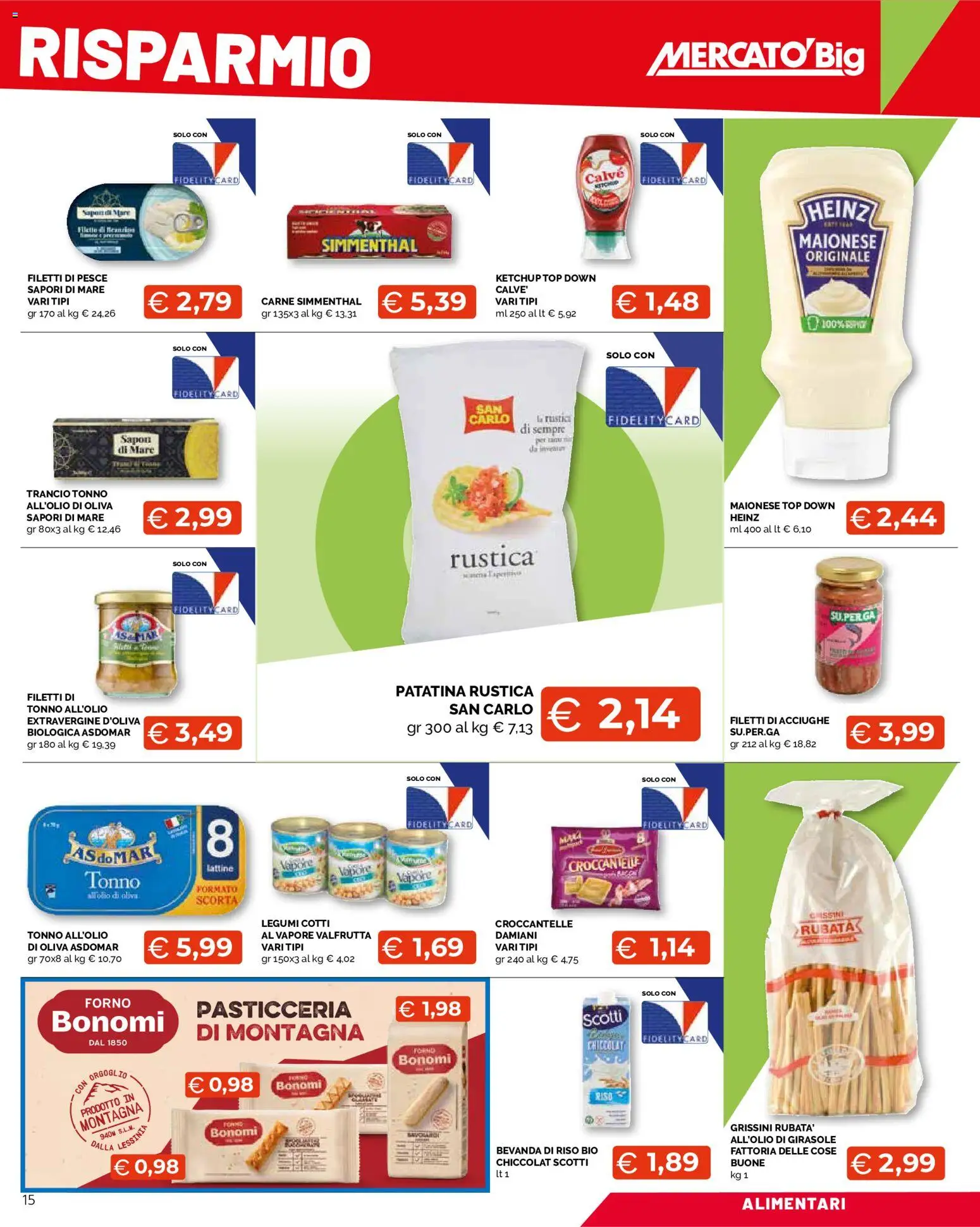 Volantino Mercatò del 22/10/2026 | Pagina: 15 | Prodotti: Riso, Pesce, Top, Grissini