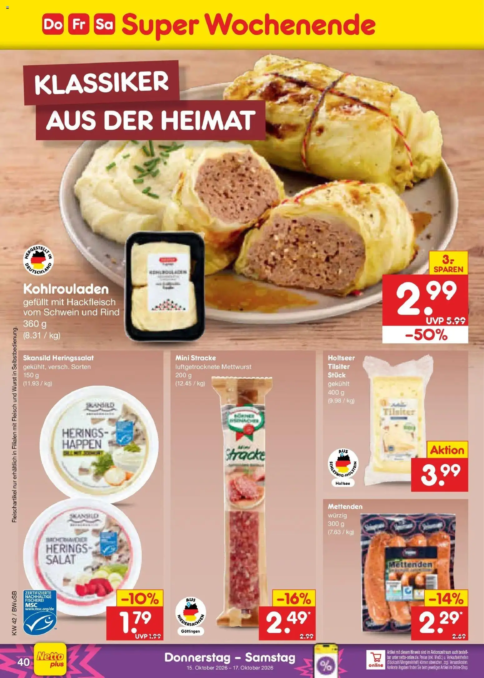 Netto Marken-Discount Prospekt Bielefeld (ab 12.10.2026) » Angebote | Seite: 56 | Produkte: Wurst, Fleisch, Salat, Hackfleisch