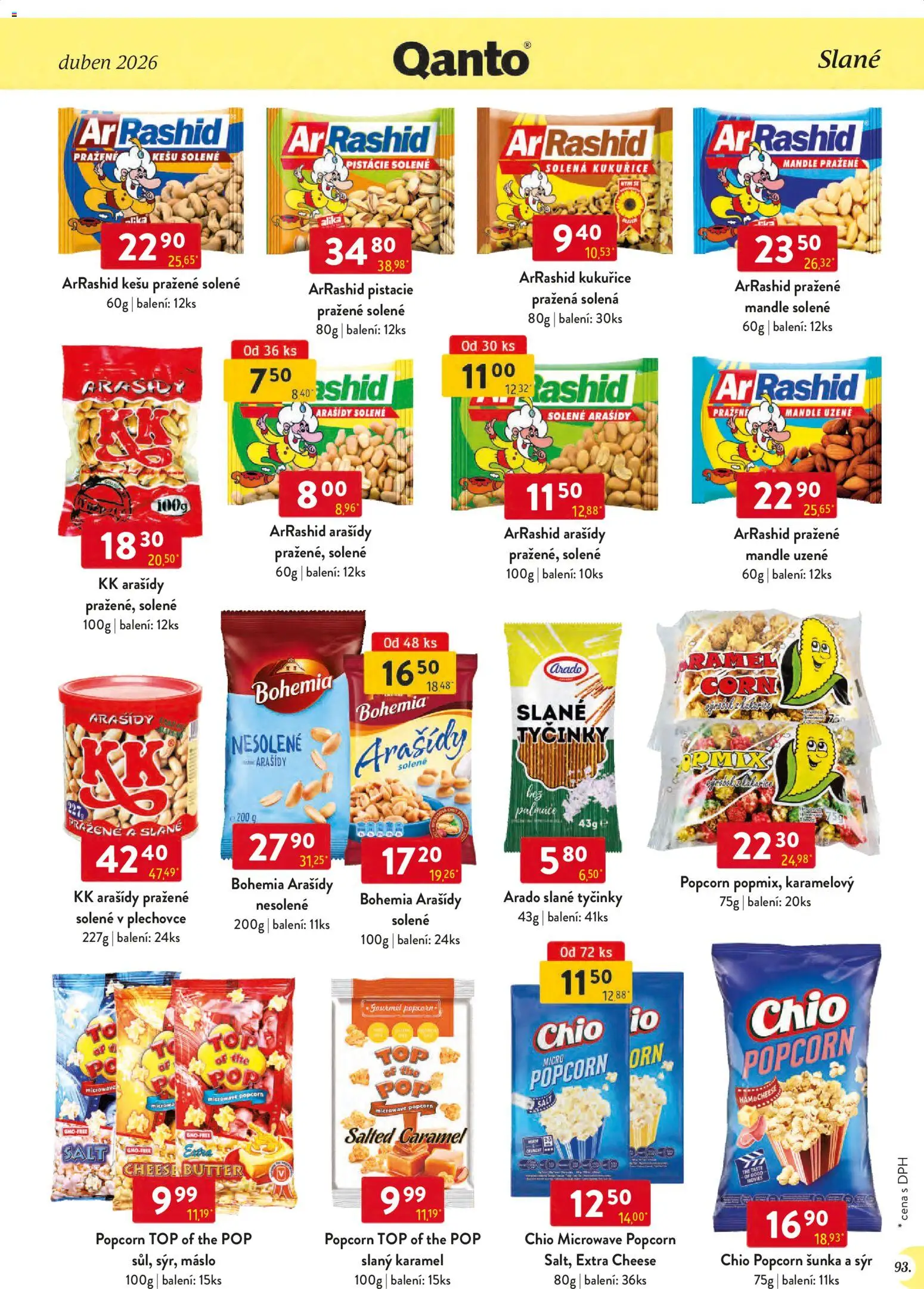 Astur & Qanto leták - Velkoobchod 04/2026 od 01.04.2026 | Strana: 93 | Produkty: Tyčinky, Arašídy, Popcorn, Mandle