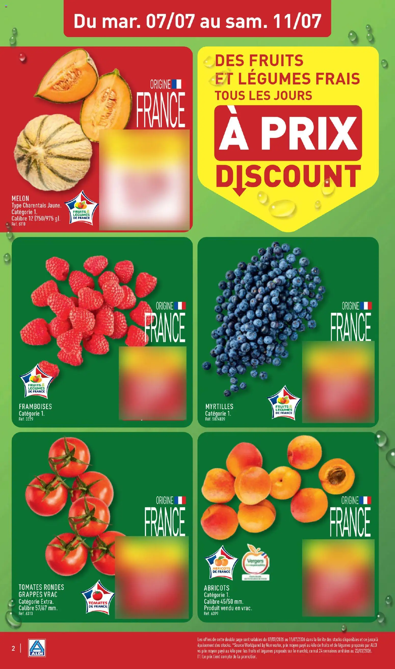 {H1} | Page: 4 | Produits: Myrtilles, Melon, Abricots, Tomates