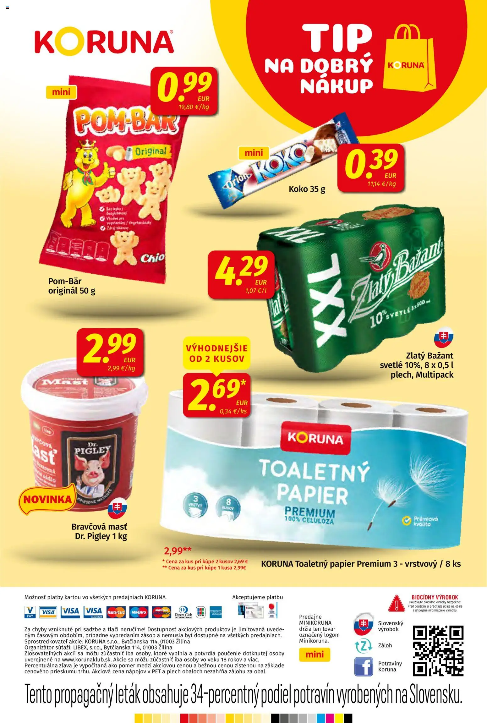 Nové Koruna akcie – leták je platný od 14.08.2026 | Strana: 24 | Produkty: Bravčová masť, Toaletný papier, Zlatý Bažant