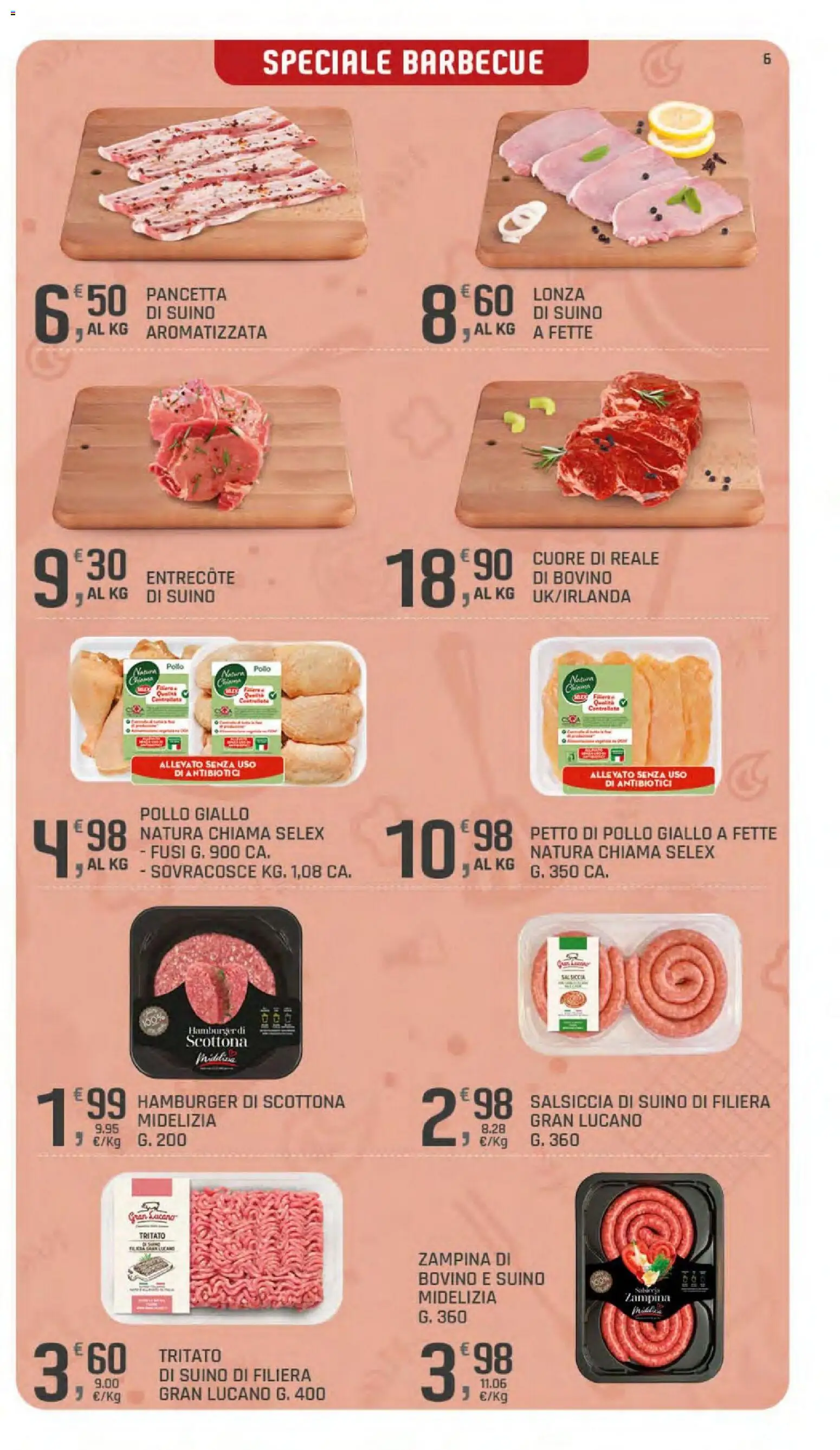 Volantino DOK del 06/08/2026 | Pagina: 6 | Prodotti: Pollo, Suino, Salsiccia, Hamburger