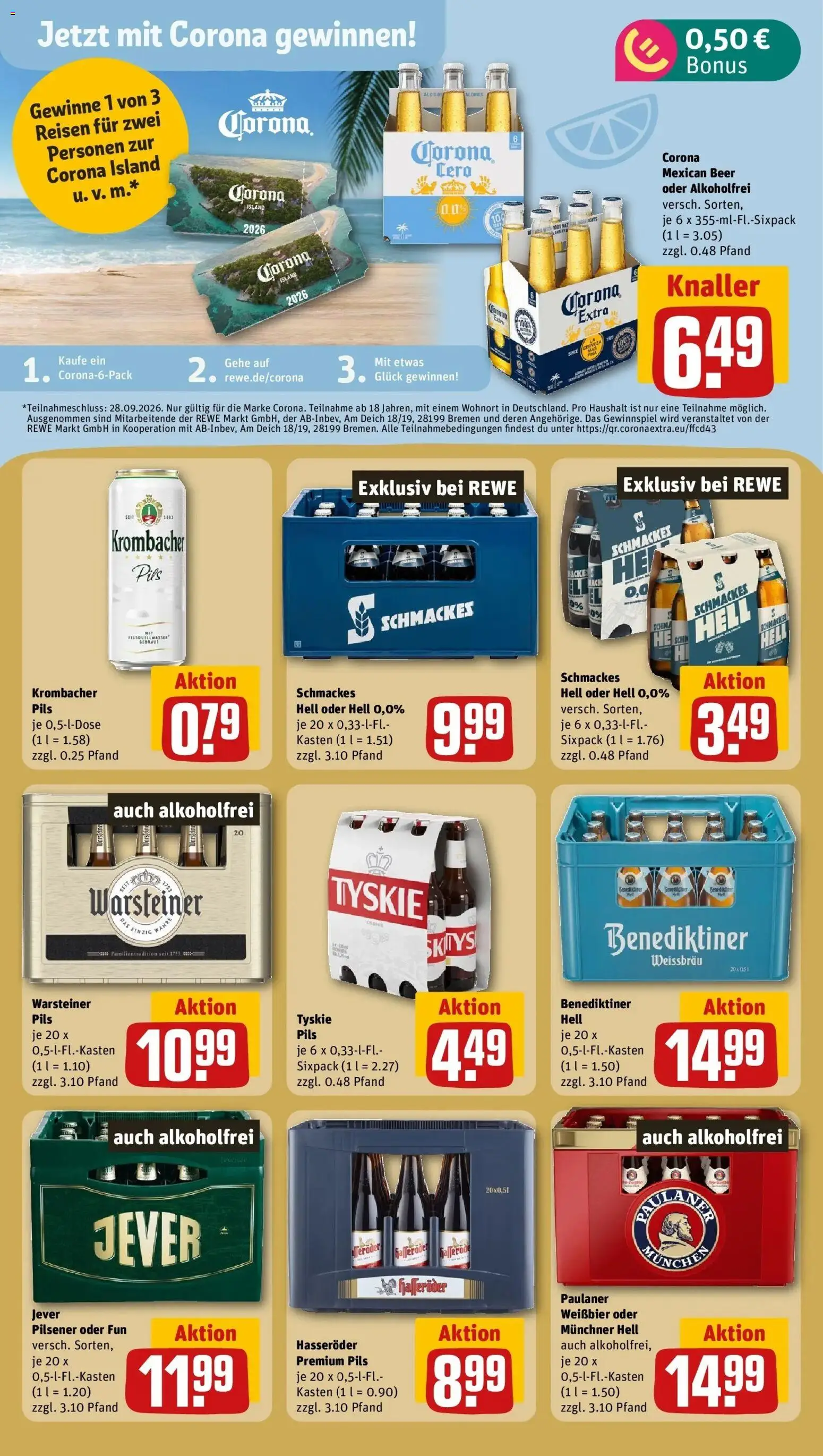 Rewe Prospekt Bottrop – gültig ab 27.07.2026 | Seite: 19 | Produkte: Tyskie, Weißbier, Krombacher, Hasseröder