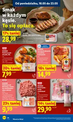 Pogląd oferty "Kaczka - filet z piersi ze skórą, 1 kg, * cena przed obniżką/cena poza promocją:, 1 kg = 34,99, Limit: 3 kg na paragon." - ważna od 21.05.2026 | Strona: 56