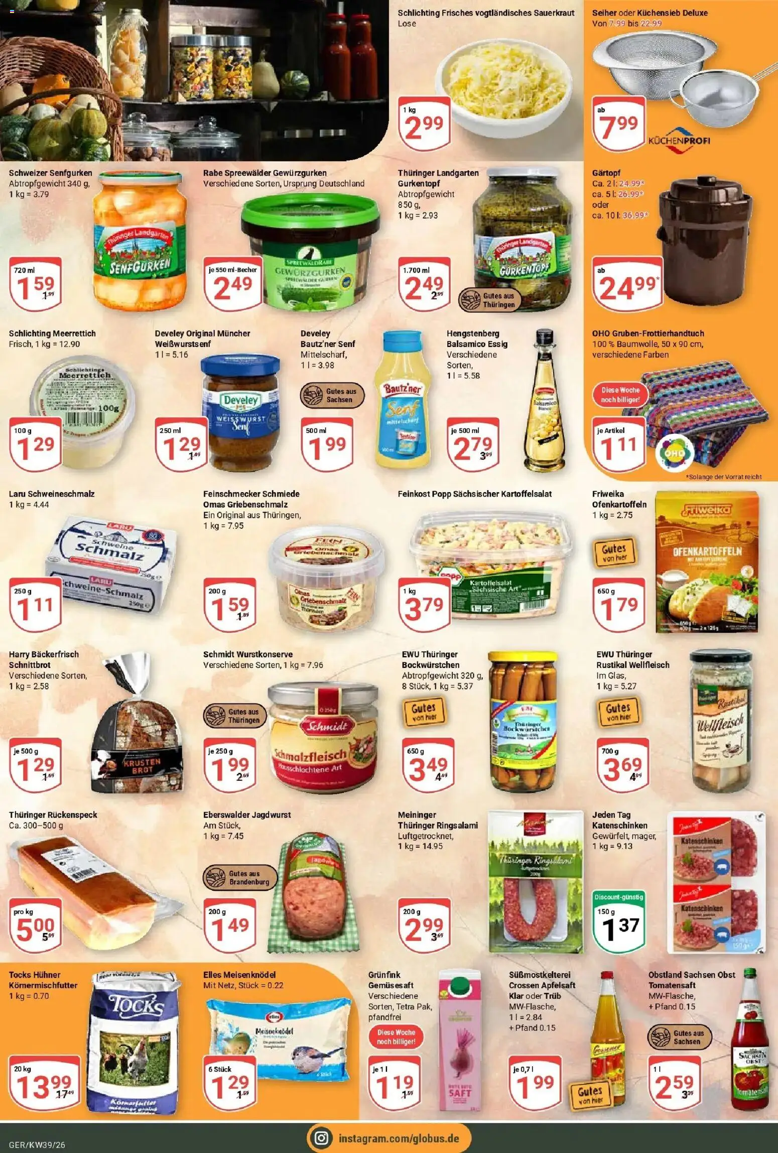 Globus Prospekt Gera (ab 21.09.2026) » Angebote online | Seite: 5 | Produkte: Balsamico, Obst, Brot, Saft