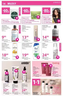 Pogląd oferty "Hebe gazetka" - ważna od 14.09.2026 | Strona: 14 | Produkty: Toner, Szampon do włosów, Szampon, Odżywka do włosów