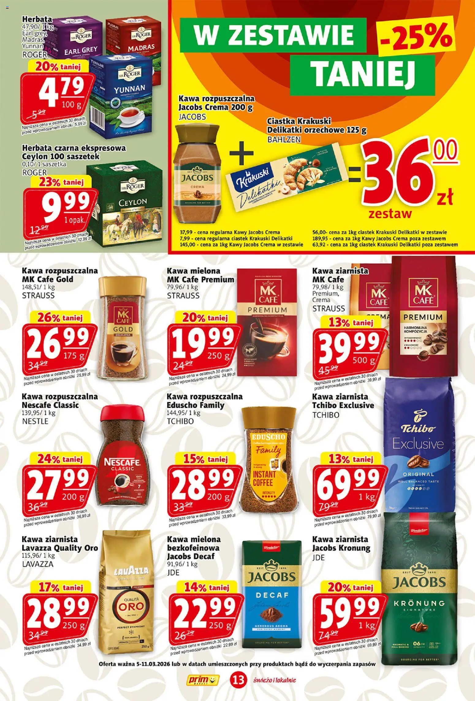 Prim Market gazetka od 05.03.2026 | Strona: 13 | Produkty: Nescafe, Kawa rozpuszczalna, Lavazza, Herbata