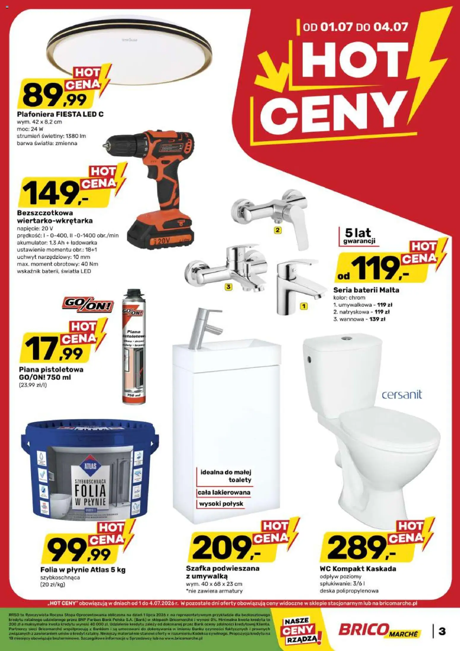 Brico Marché gazetka od 01.07.2026 | Strona: 3 | Produkty: Ładowarka, Umywalka