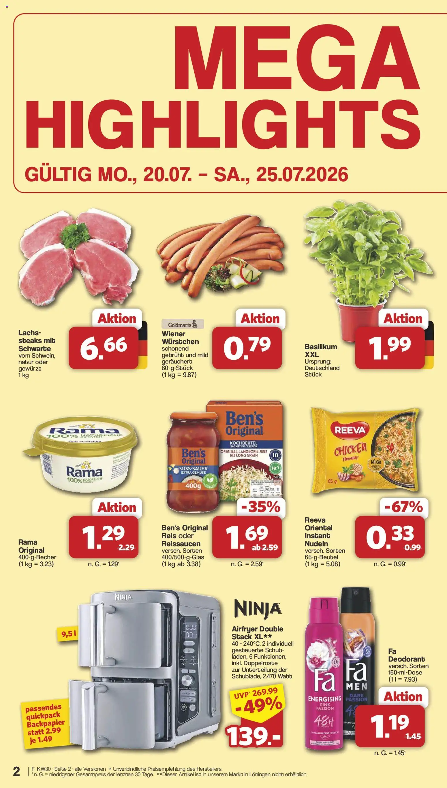 Famila Nordwest Prospekt – gültig ab 20.07.2026 | Seite: 2 | Produkte: Rama, Deodorant, Lachs, Gemüse