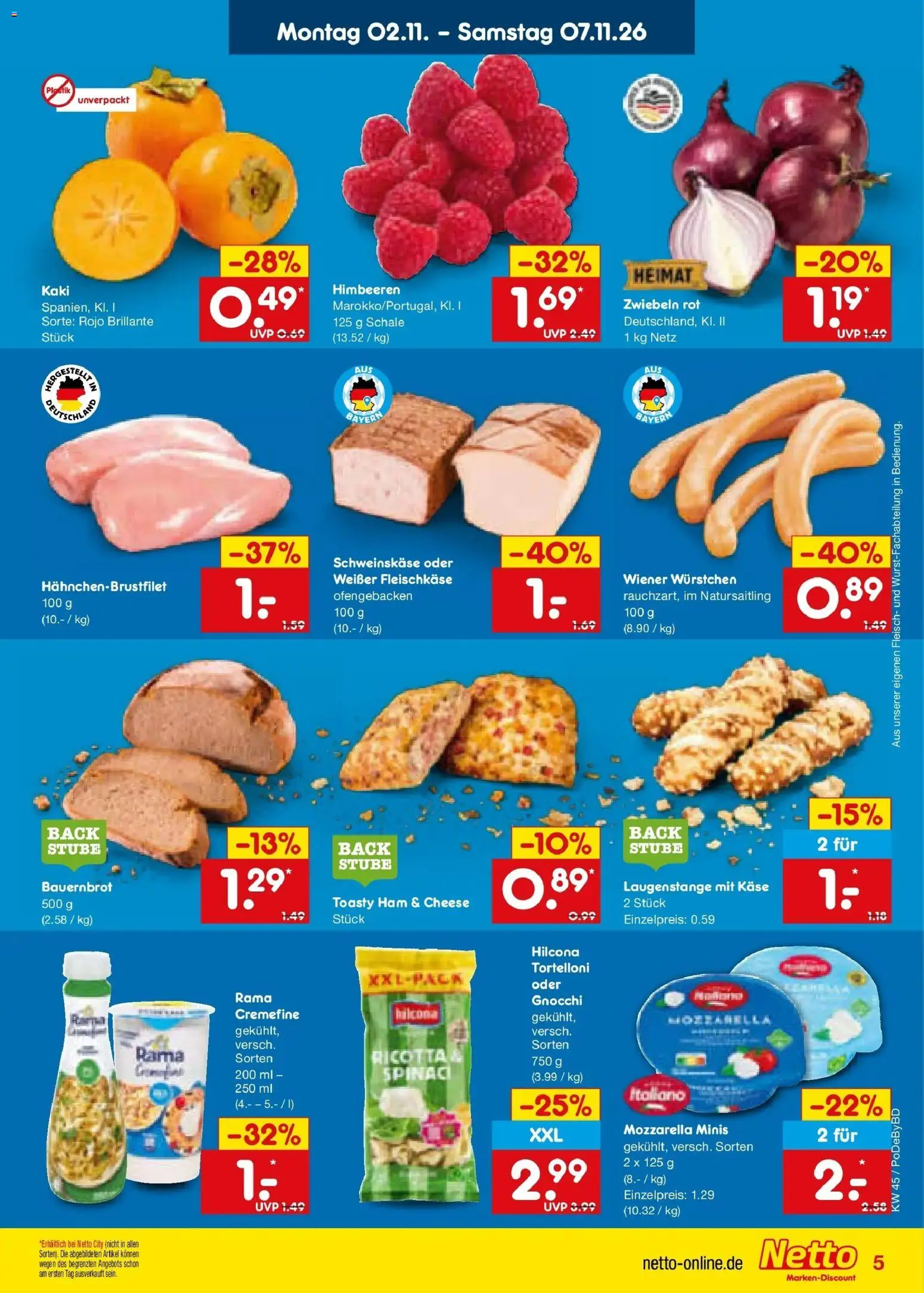 Netto Marken-Discount Prospekt Selb (ab 02.11.2026) » Angebote | Seite: 7 | Produkte: Rama, Käse, Zwiebeln, Kaki