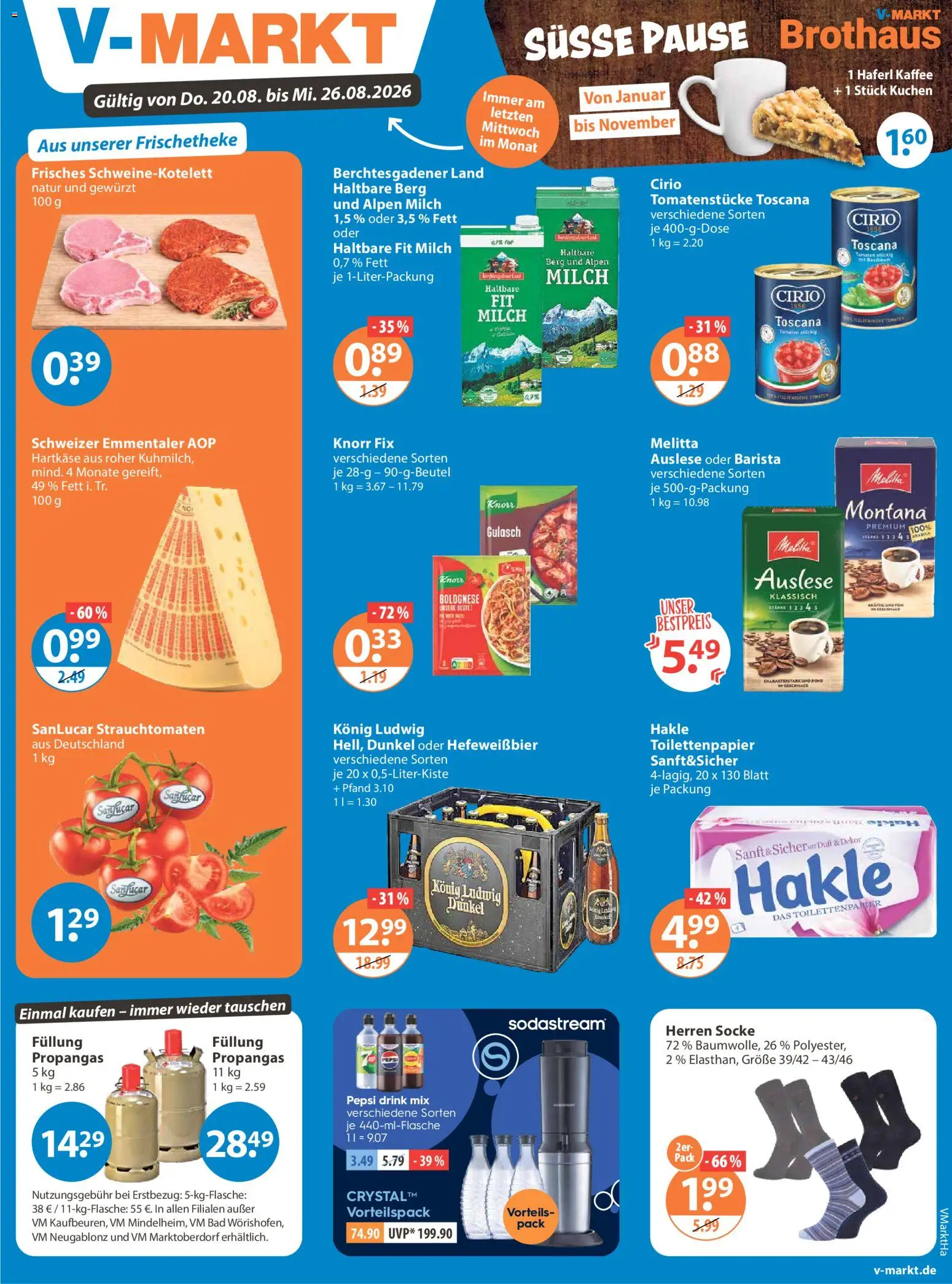 V-Markt Angebote – gültig ab 20.08.2026 | Seite: 1 | Produkte: Melitta, Kaffee, Knorr, Toilettenpapier