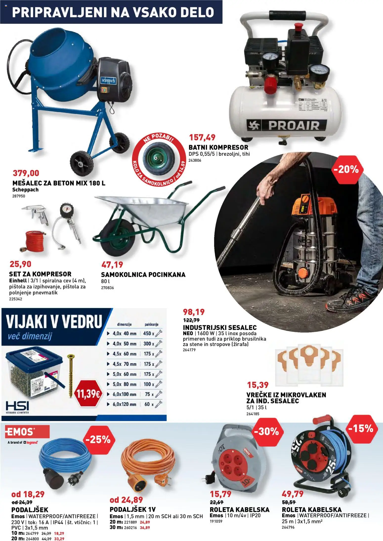 Novi Inpos katalog ponudbe – veljaven od 09.07.2026 | Stran: 25 | Izdelki: Sesalec, Beton, Samokolnica, Mešalec