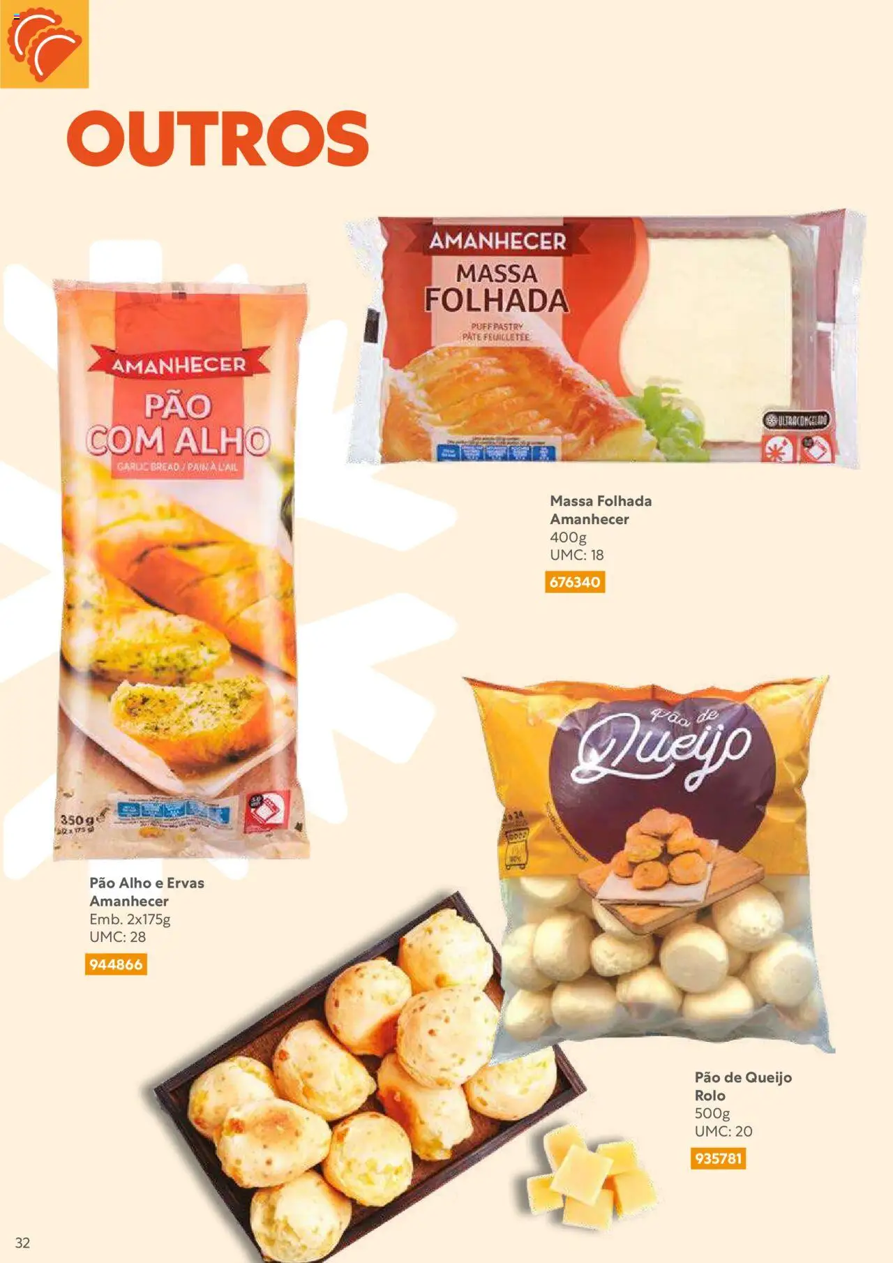 Recheio Congelados │ válido de 01/02/2024 | Página: 32 | Produtos: Queijo, Pão, Massa
