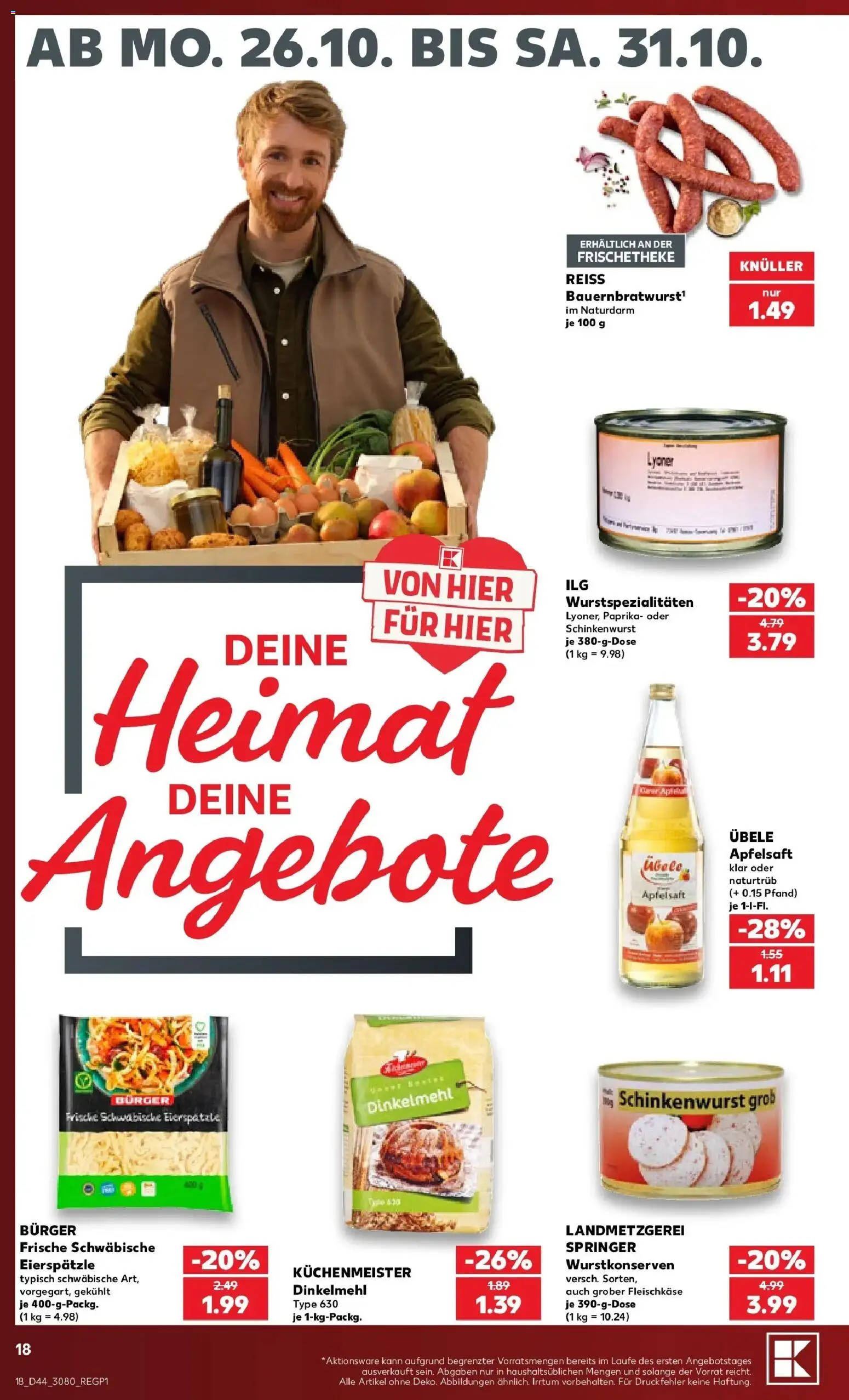 Prospekt Kaufland ab 26.10.2026 » Angebote Online zum Blättern | Seite: 22 | Produkte: Burger, Apfelsaft, Paprika