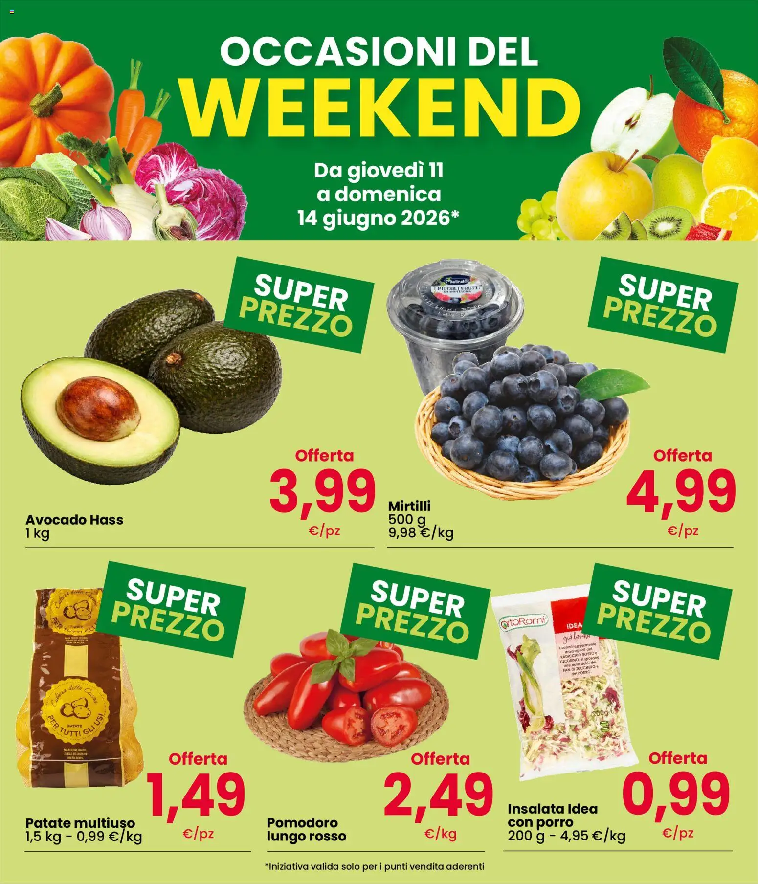 Volantino Despar del 11.06.2026 | Pagina: 2 | Prodotti: Avocado, Patate, Zucchero, Porro