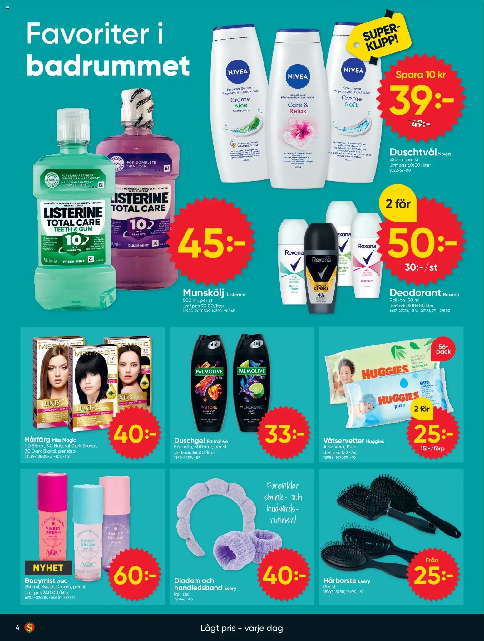 Dollar Store reklamblad aktuell från 24/08/2026 | Sida: 4 | Produkter: Hårfärg, Duschgel, Deodorant, Puré