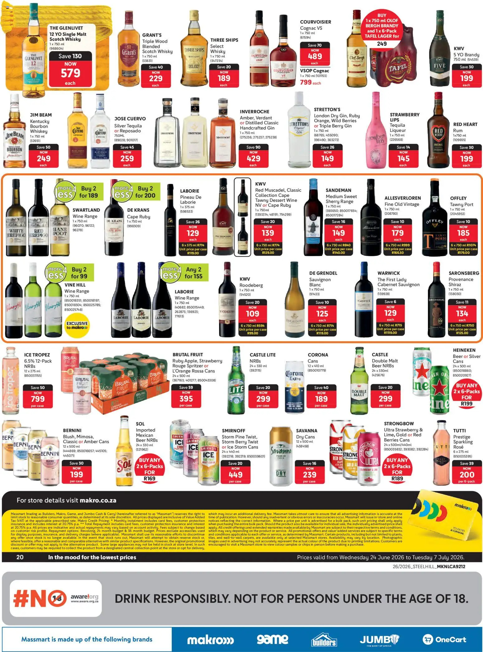 New Makro catalogue – valid from 24/06/2026 | Page: 20 | Products: Case, Wine, Bourbon, Gin