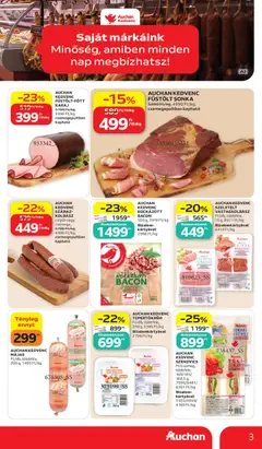 AUCHAN KEDVENC KOCKÁZOTT BACON, 500 g, 3918 Ft/kg Bizalomkártyával: 2998 Ft/kg - amely érvényes a következő dátumtól: 2026.10.15. | Oldal: 3
