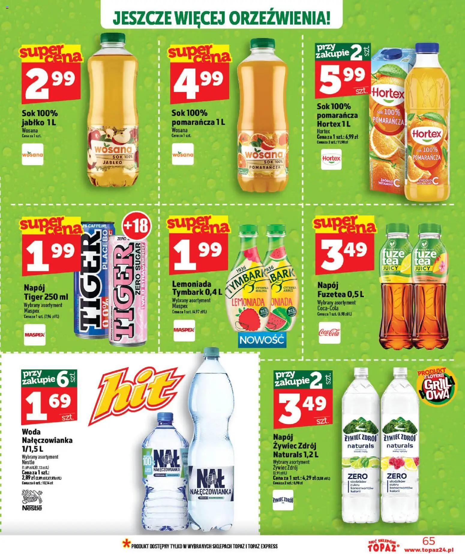 Topaz gazetka - MAZ od 28.05.2026 | Strona: 65 | Produkty: Grill, Coca cola, Sok, Woda