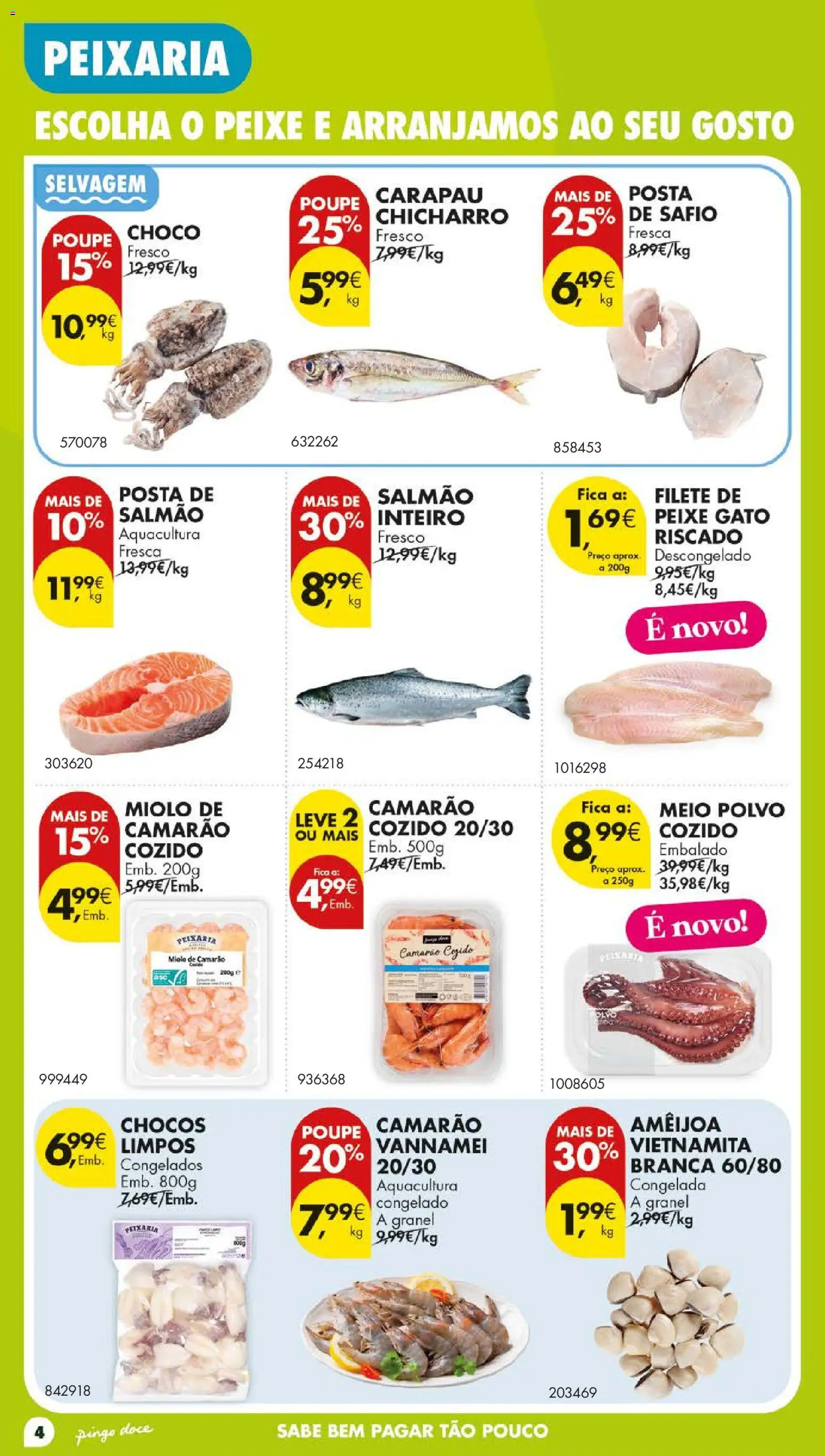 Pingo Doce folheto Poupe Este Fim de Semana │ válido de 29/10/2026 | Página: 4 | Produtos: Polvo, Camarão, Peixe, Filete