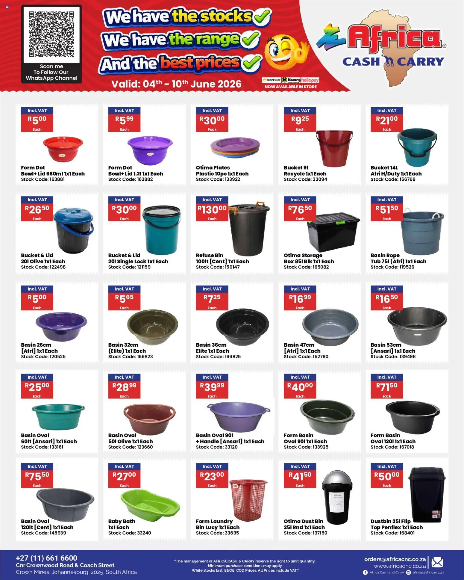 New Africa Cash & Carry catalogue – valid from 04.06.2026 | Page: 50 | Products: Lock, Bath, Basin, Stock