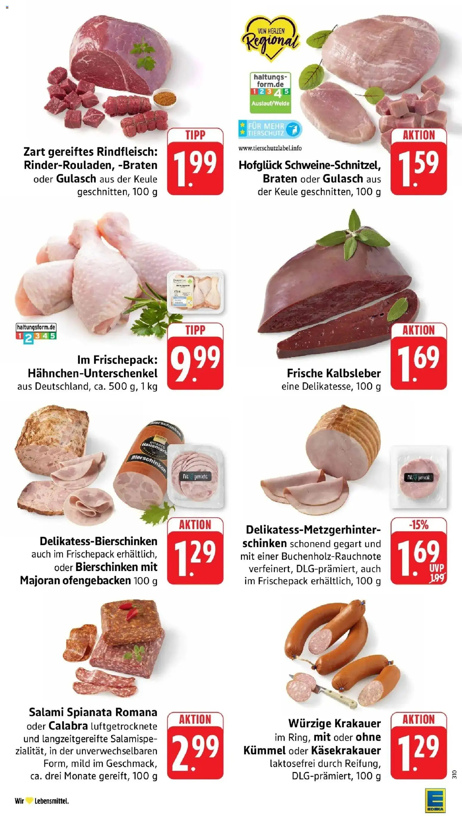 Edeka Prospekt Schorndorf – gültig ab 13.07.2026 | Seite: 4 | Produkte: Kalbsleber, Gulasch, Salami, Schinken