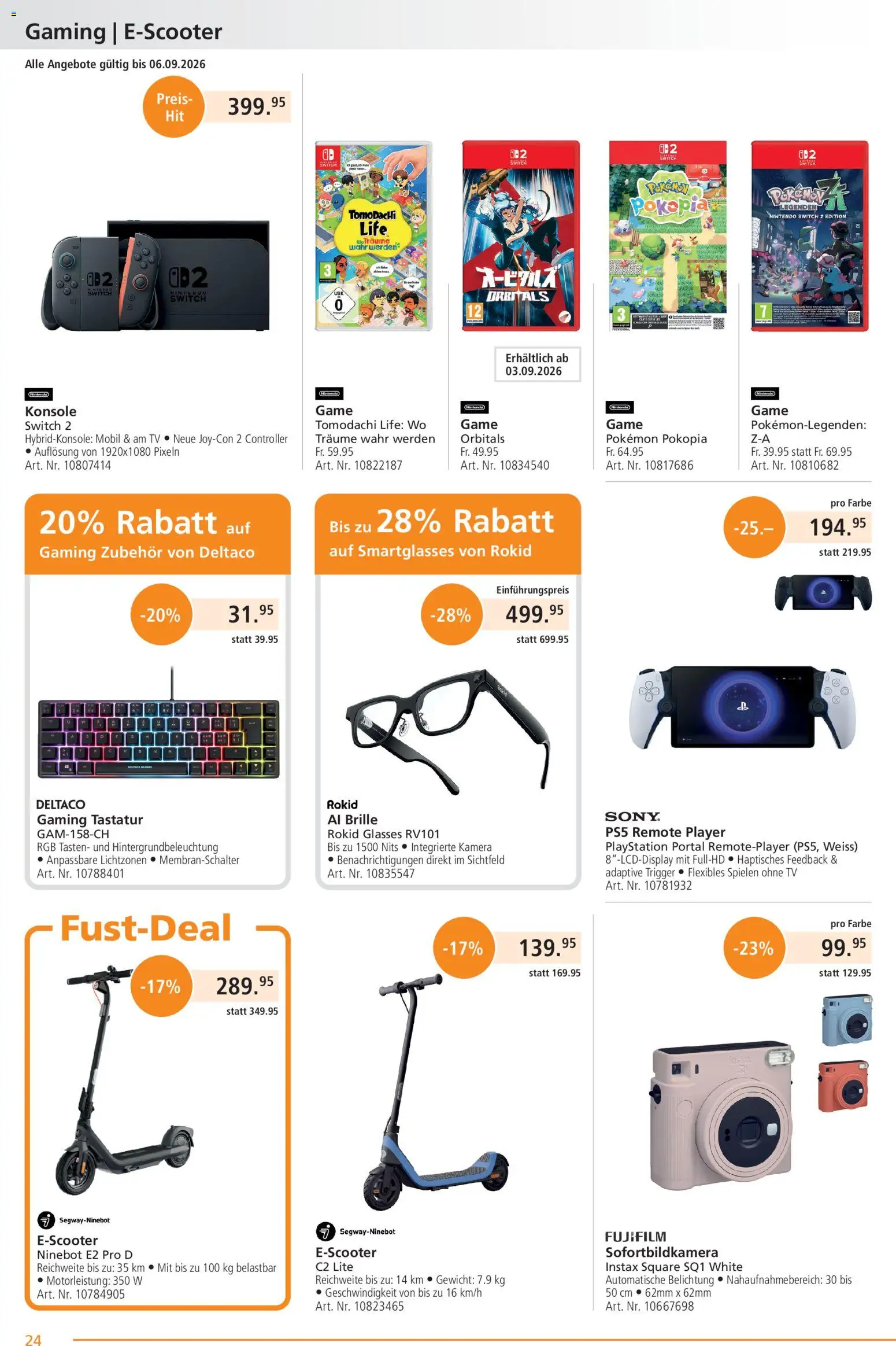 Fust aktionen – gültig ab 24.08.2026 | Seite: 24 | Produkte: Tastatur, TV, Player, Kamera