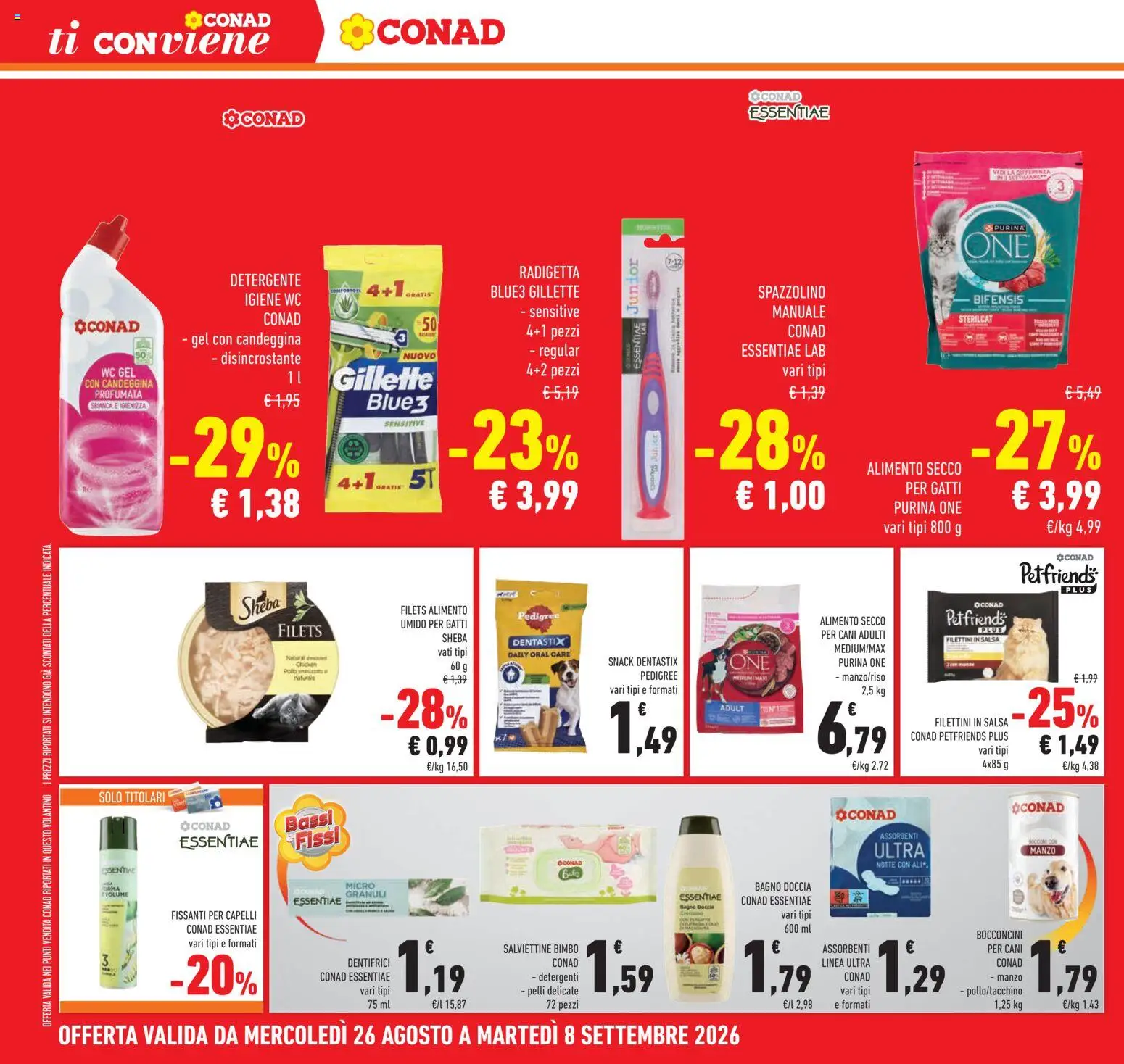 Volantino Conad del 26/08/2026 | Pagina: 34 | Prodotti: Detergente, Assorbenti, WC, Bagno