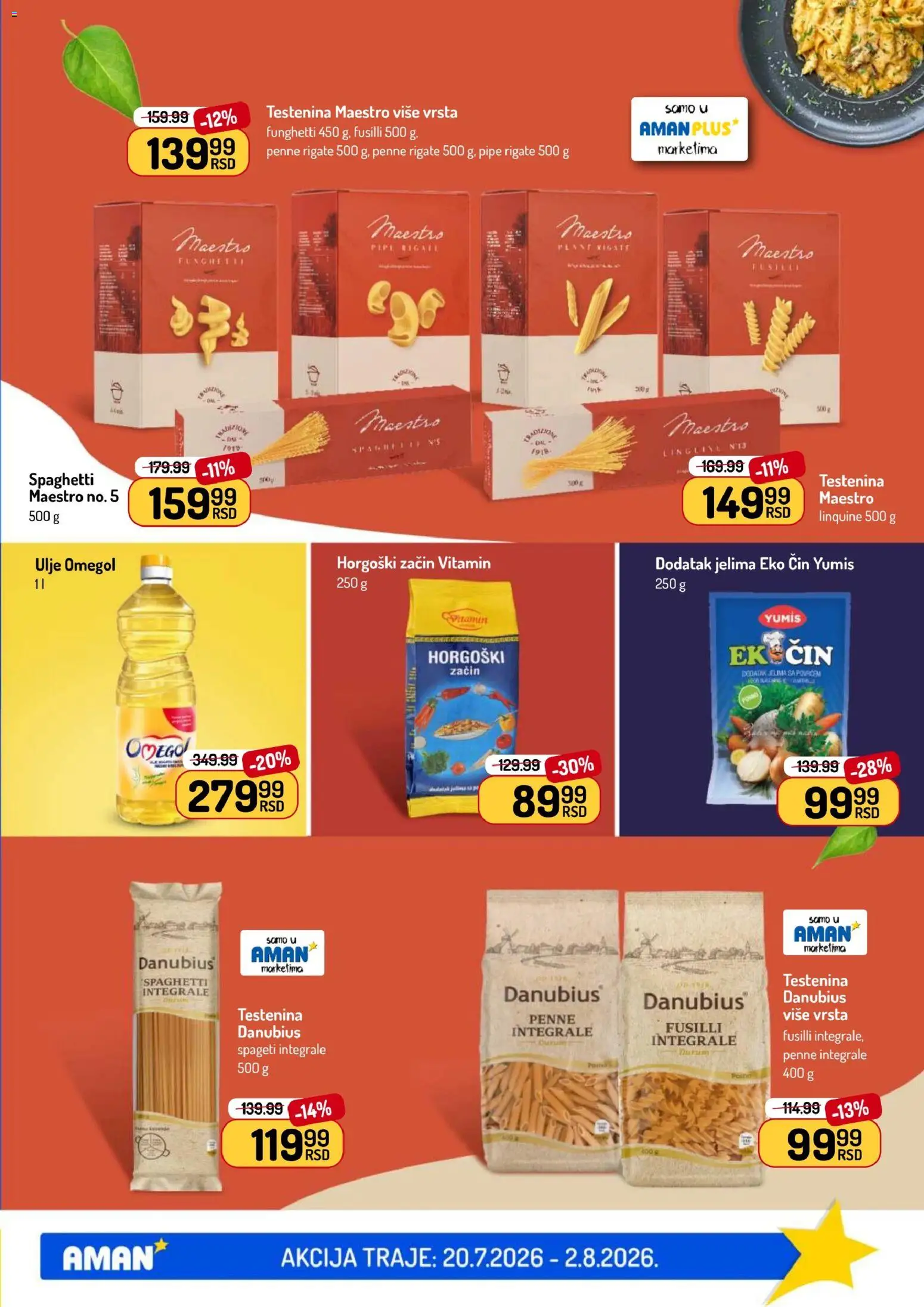Aman katalog - važi od 20.07.2026 | Strana: 21 | Proizvode: Testenina, Špageti, Ulje