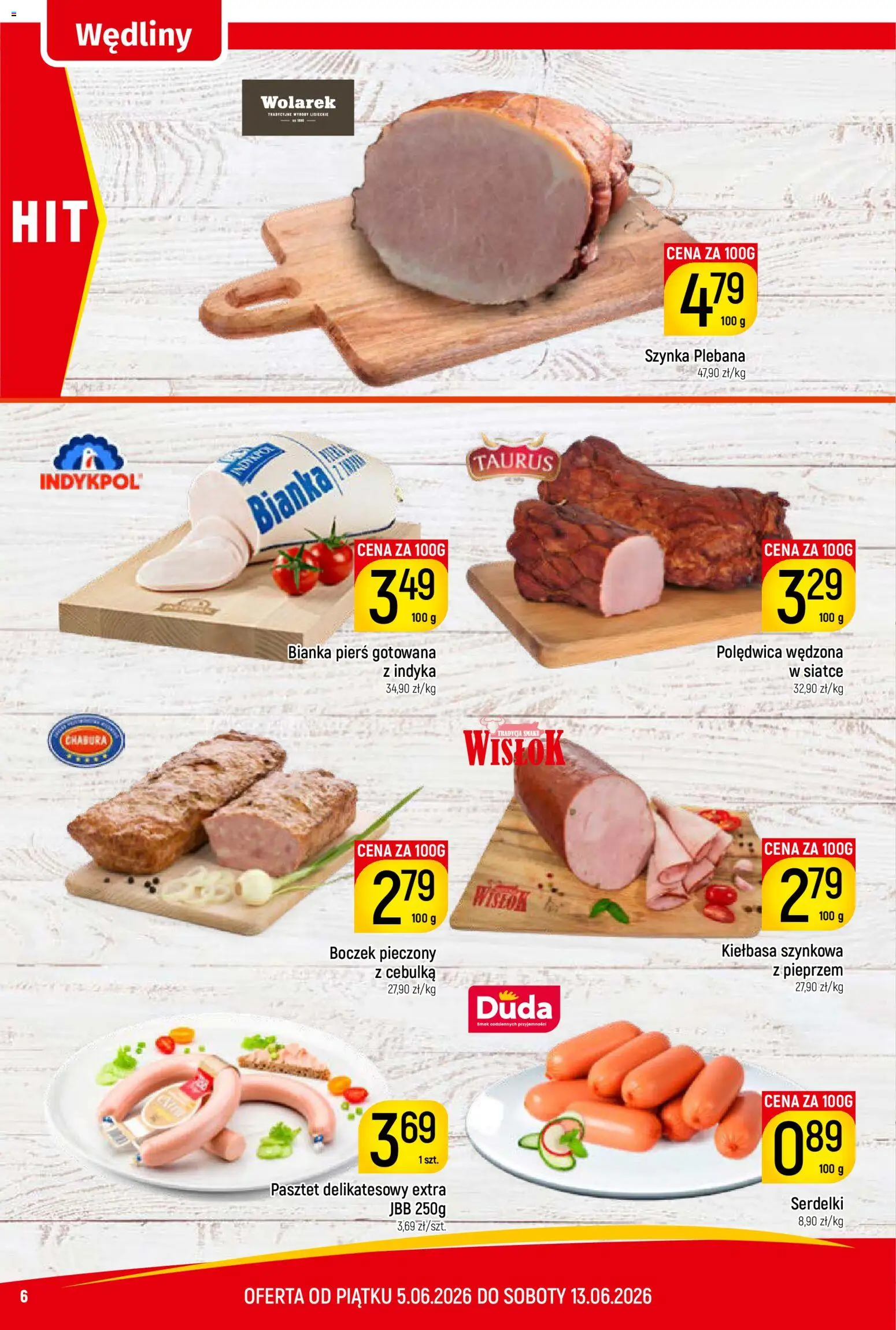 Piotruś Pan gazetka od 05.06.2026 | Strona: 6 | Produkty: Kiełbasa, Szynka, Boczek, Wędliny