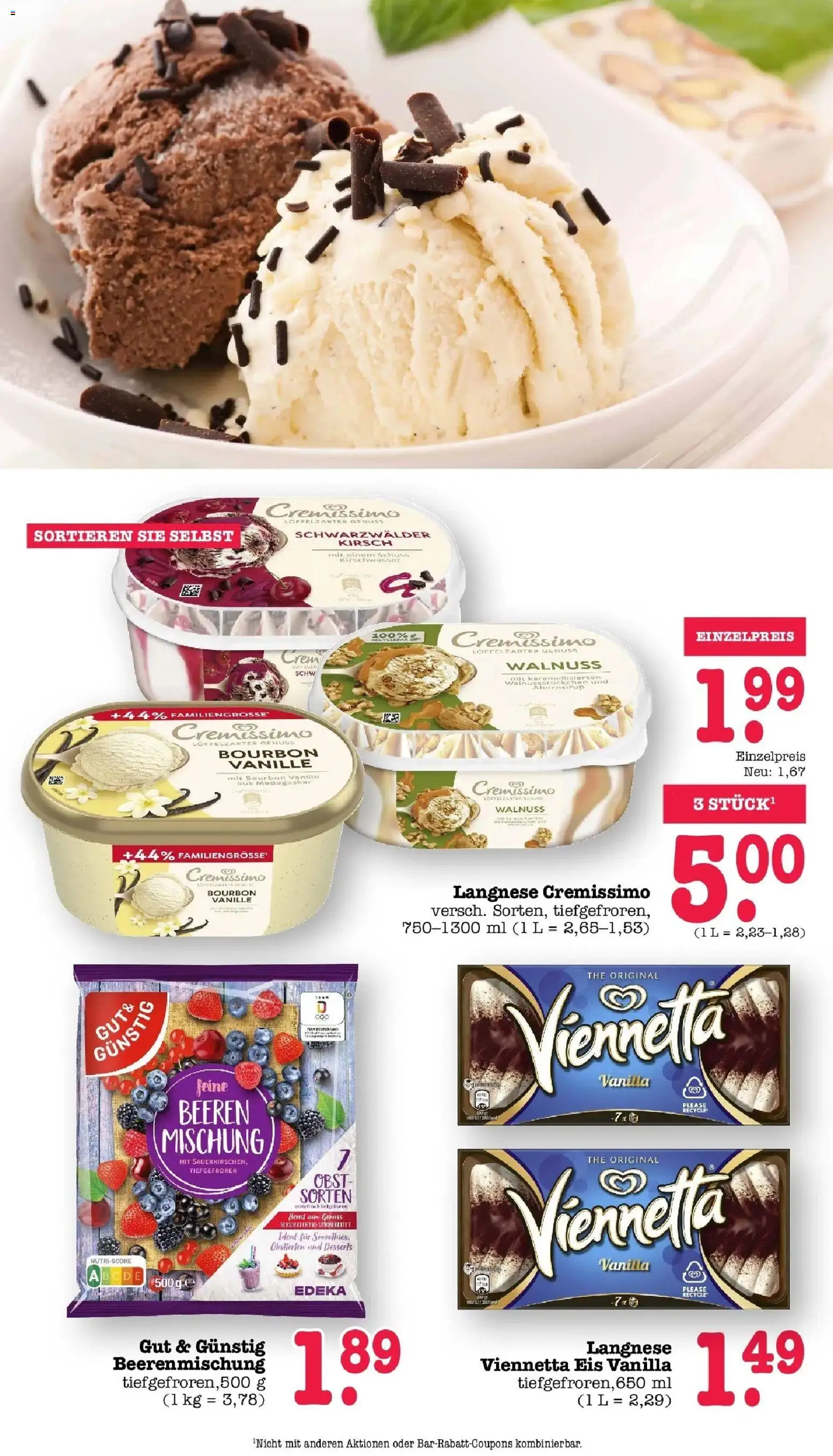 Edeka Prospekt Bühlertal – gültig ab 27.07.2026 | Seite: 30 | Produkte: Langnese, Langnese cremissimo, Obst, Bourbon