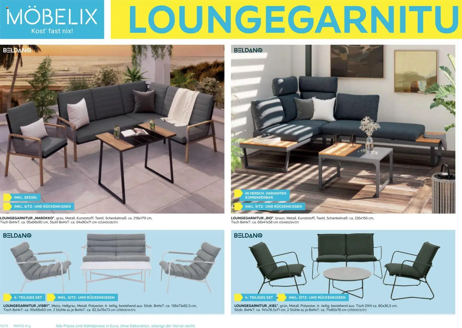 Möbelix Gartenmöbel gültig ab 16.03.2026 | Seite: 12 | Produkte: Sessel, Tisch, Stuhl