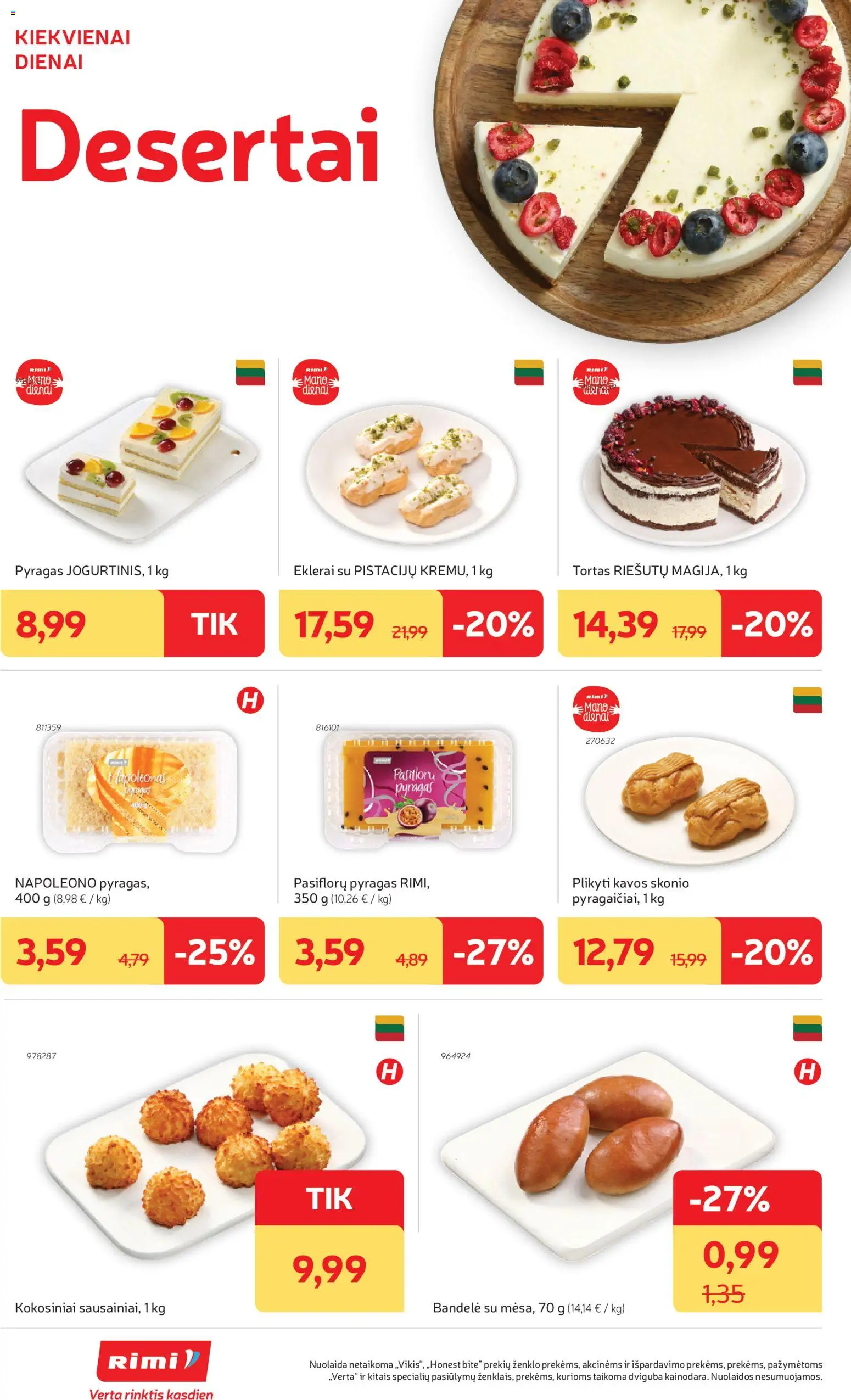 Rimi akcijos nuo 2026.09.08 | Puslapis: 12 | Prekių: Bandelė, Tortas, Pyragas
